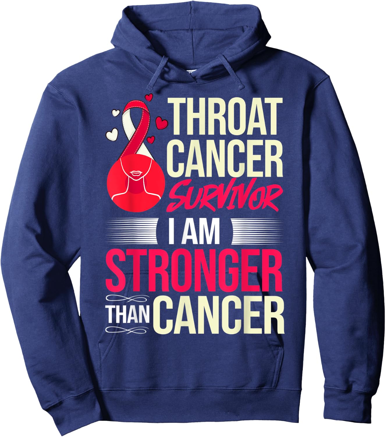 Head and Neck Throat Cancer Ribbon Survivor Hoodie - Hoodie | Navy