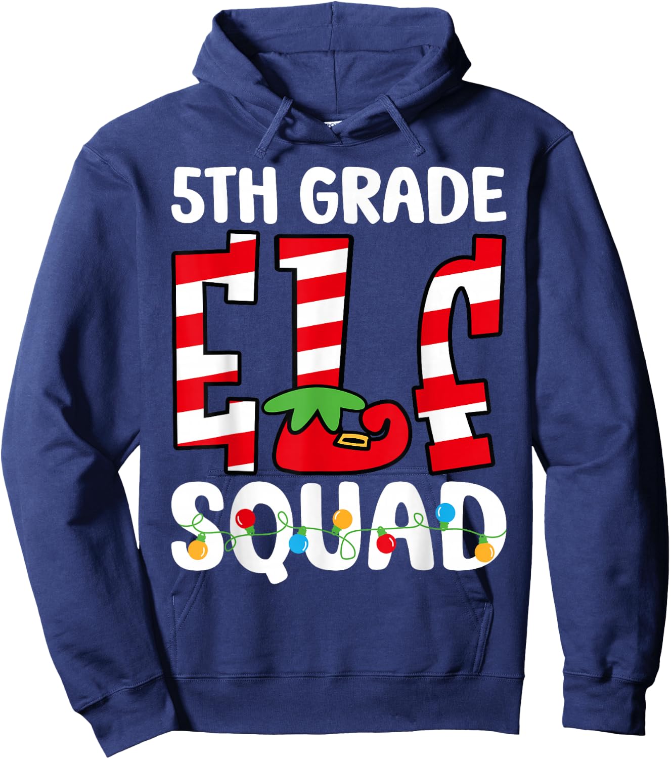 5th Grade Elf Squad Teacher Student Matching Christmas Hoodie - Hoodie | Navy