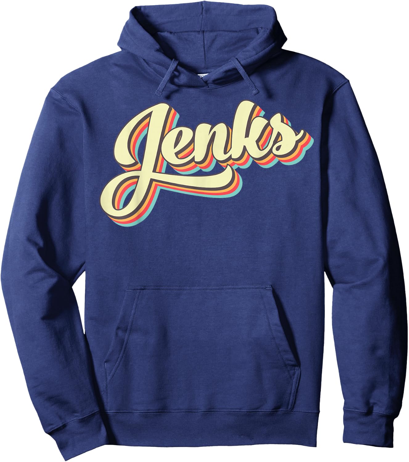 Jenks Retro Art Baseball Font Vintage Hoodie - Hoodie | Navy