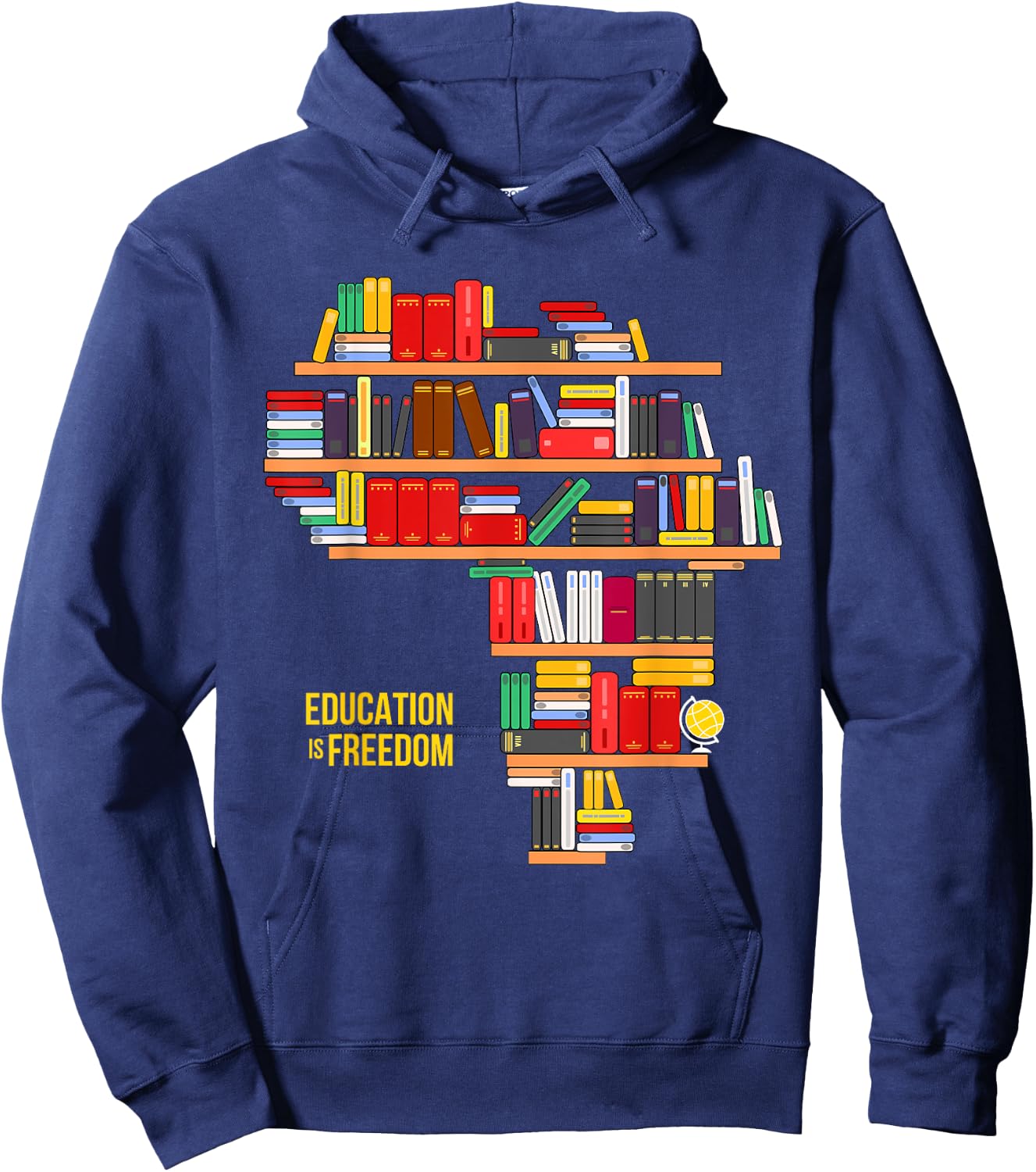 Africa Education Is Freedom Library Book Hoodie - Hoodie | Navy