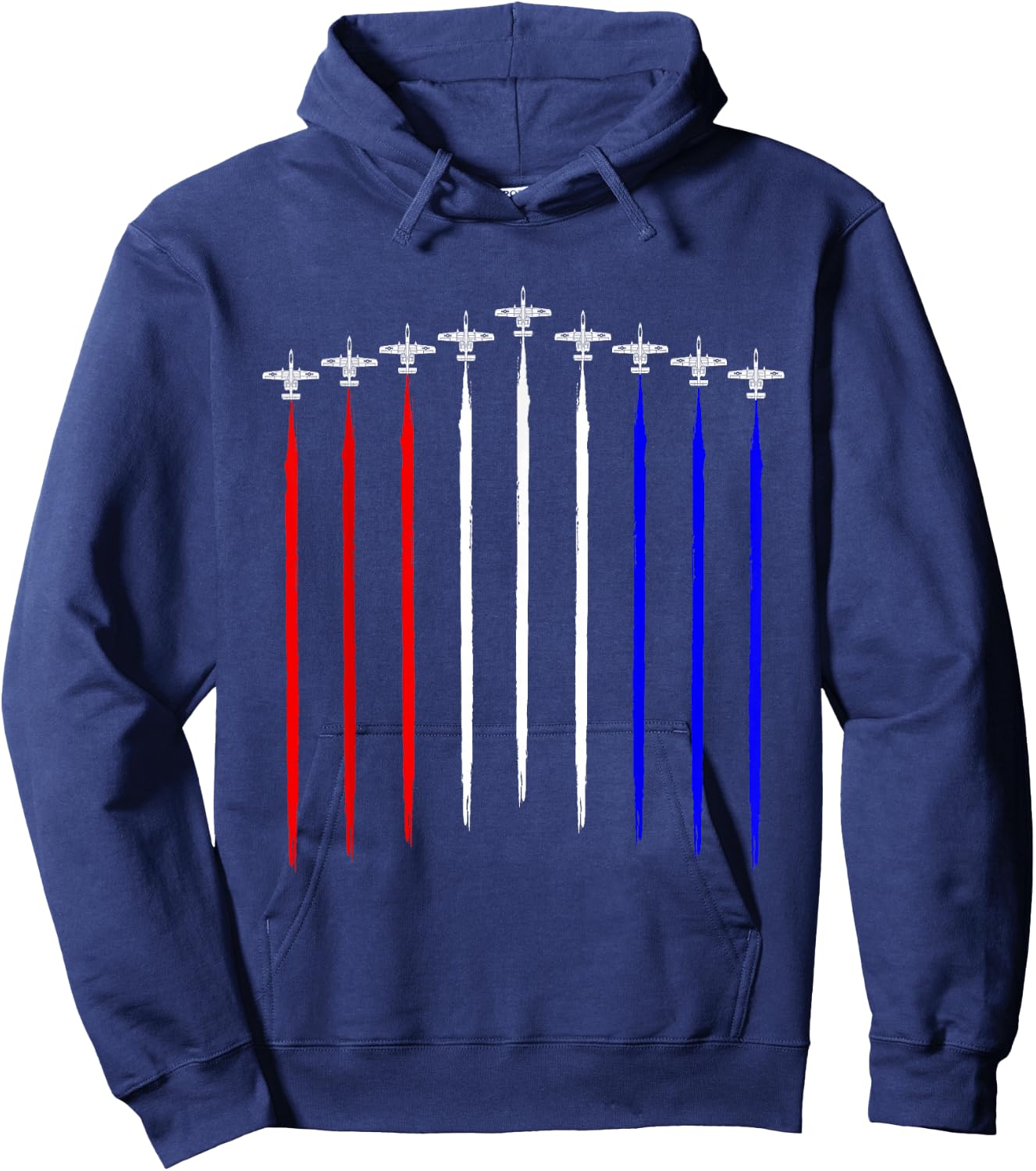 Vintage A-10 Warthog Airplane Schematic US Flag Contrails Hoodie - Hoodie | Navy