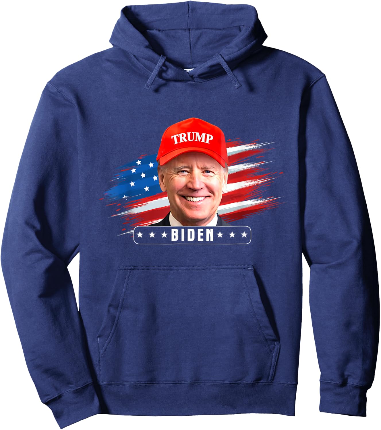 Funny Joe Biden Wearing Hat Trump Hoodie - Hoodie | Navy