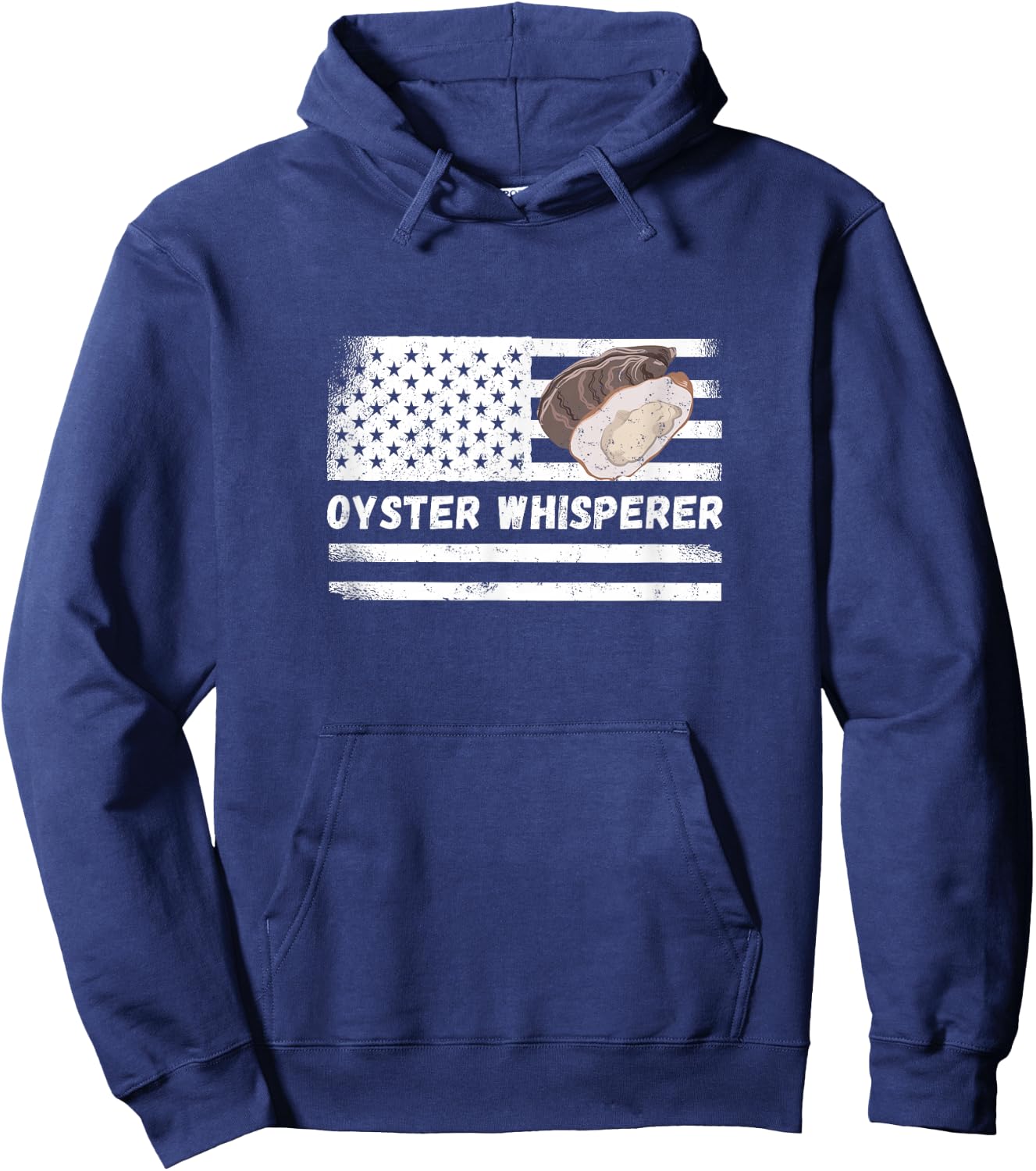 Oyster Whisperer USA America Flag Vintage Oyster Shucking Hoodie - Hoodie | Navy