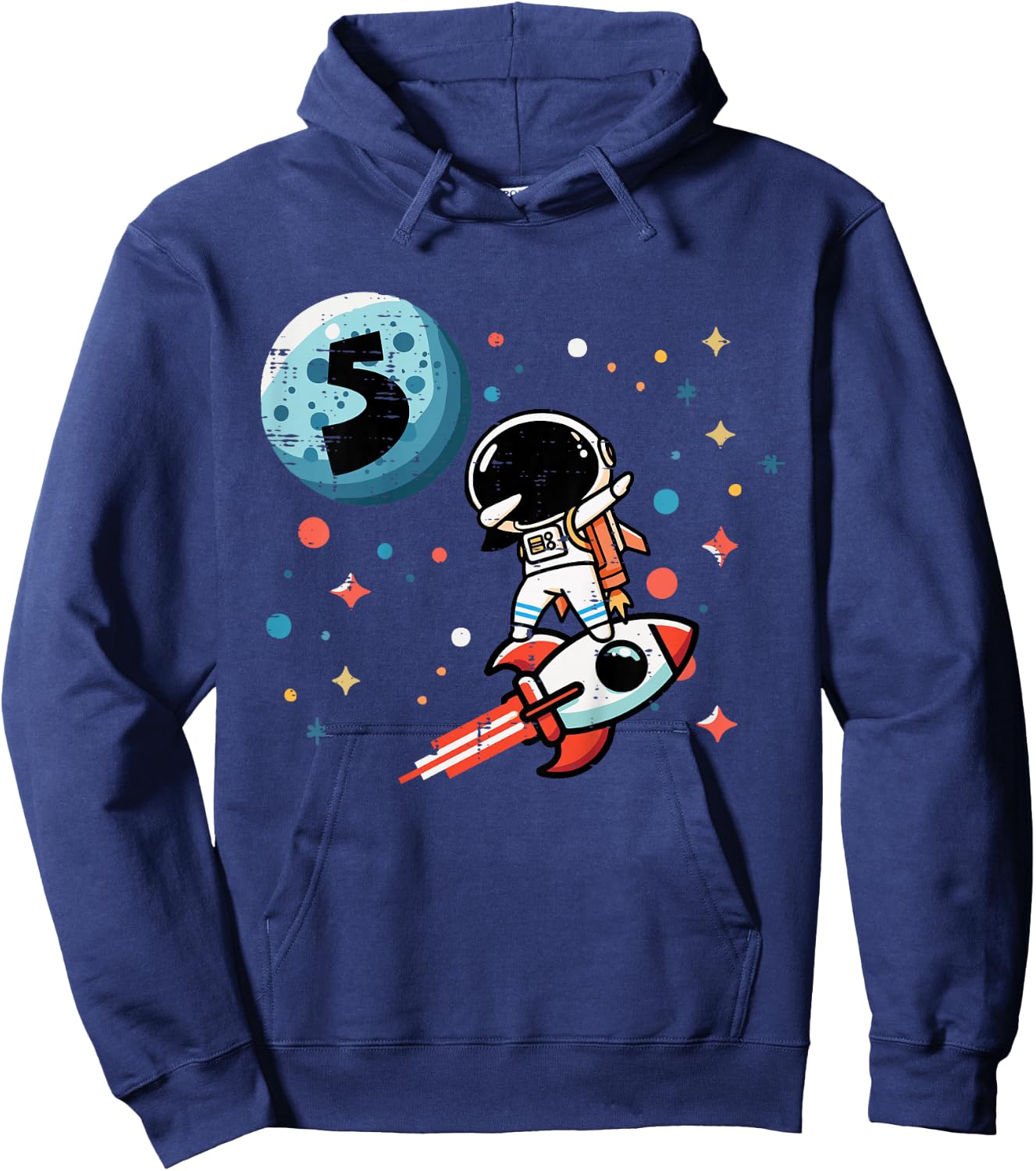 Kids 5th Birthday Astronaut Dab Rocket 5 Year Old Bday Boys Kids Hoodie - Hoodie | Navy