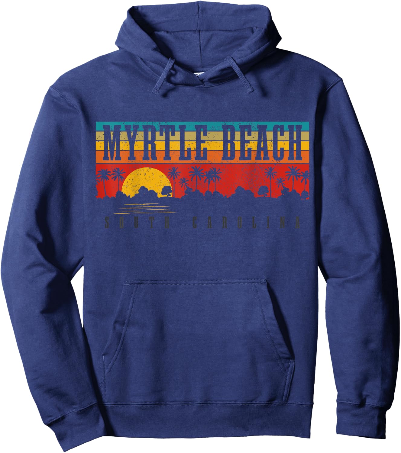 Myrtle Beach South Carolina Vintage Retro Surfing Hoodie - Hoodie | Navy