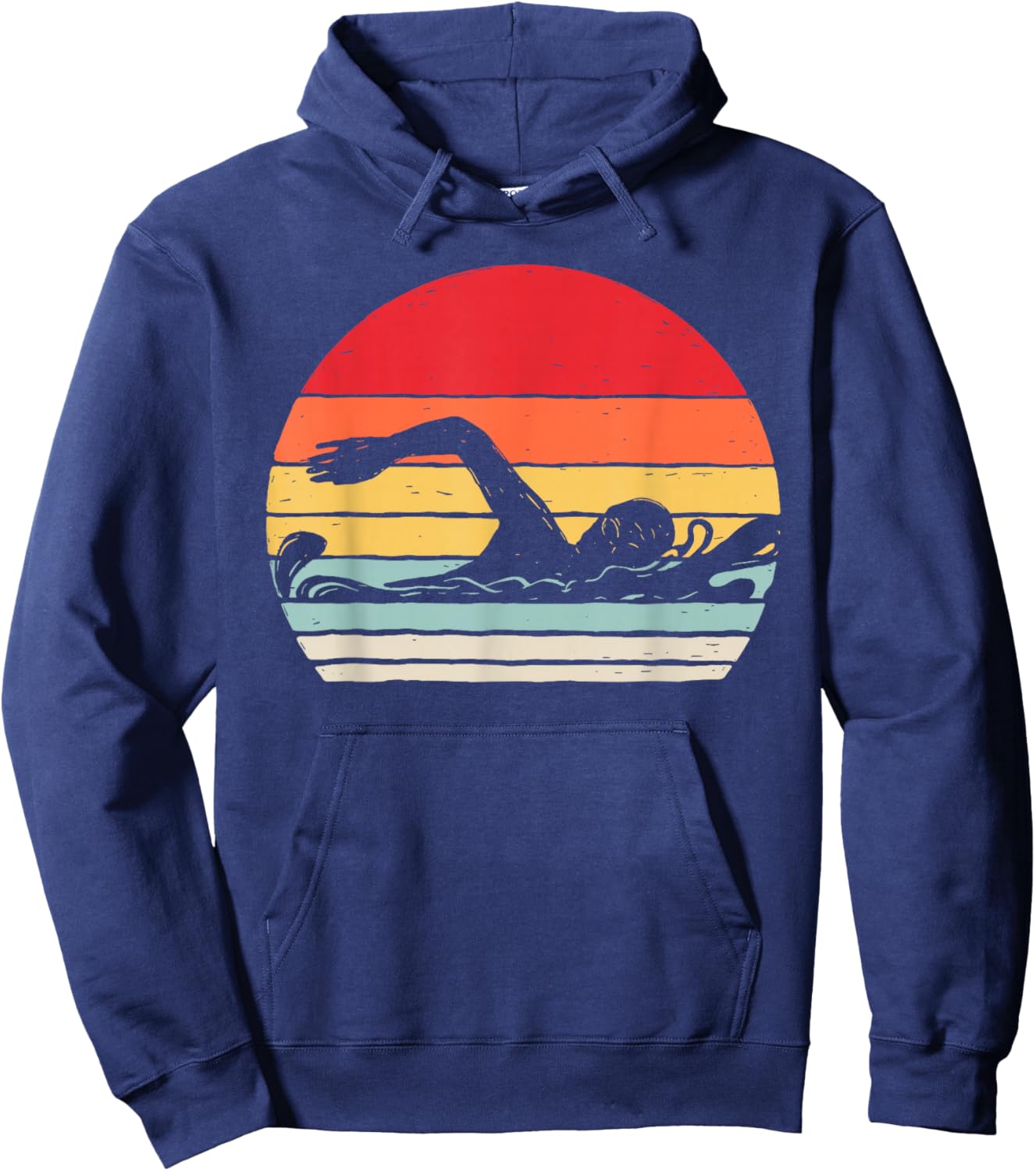 Vintage Retro Swimming Shirt Swimmer Gift Hoodie - Hoodie | Navy
