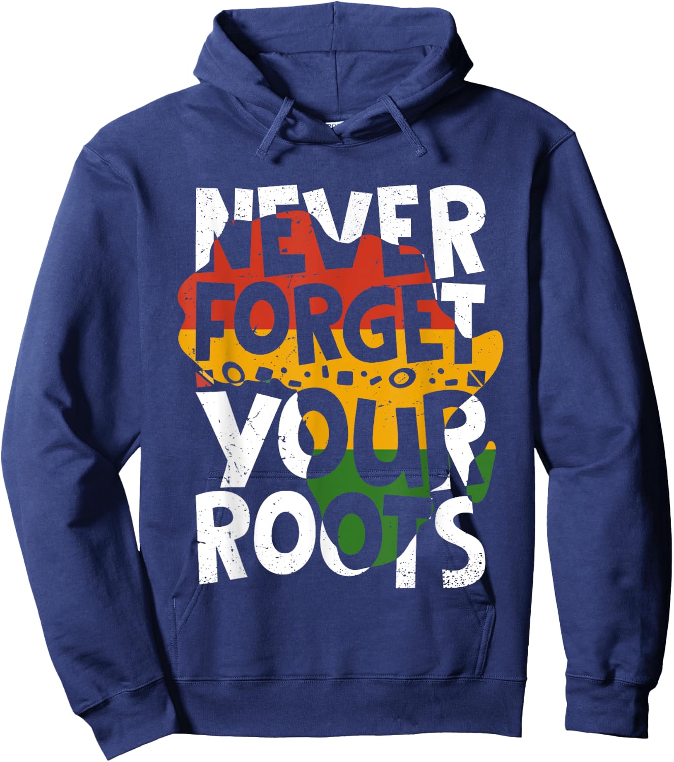 Never Forget Your Roots Afro American Black History Month Hoodie - Hoodie | Navy