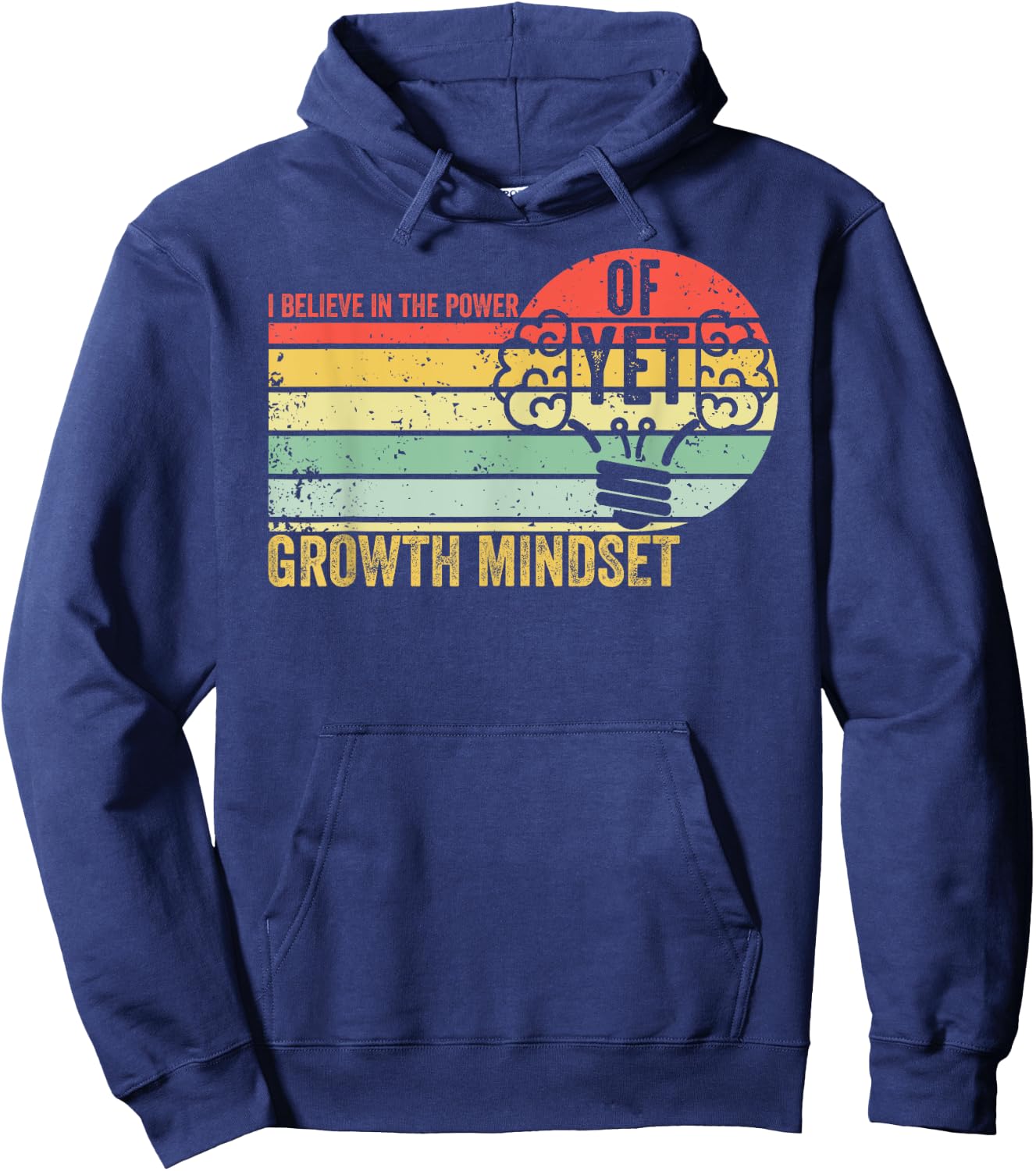 Growth Mindset Teacher Vintage I Believe in the Power Of Yet Women Hoodie - Hoodie | Navy