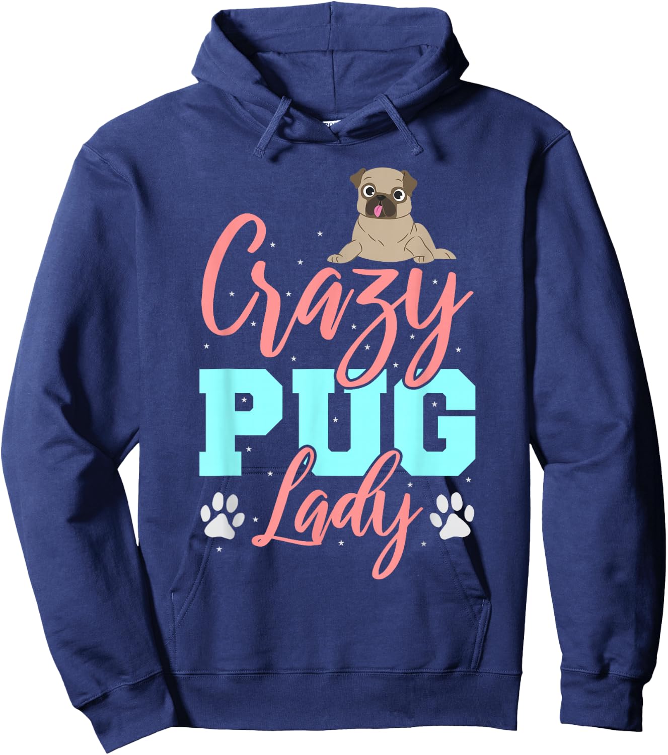 Crazy Pug Lady Hoodie - Hoodie | Navy