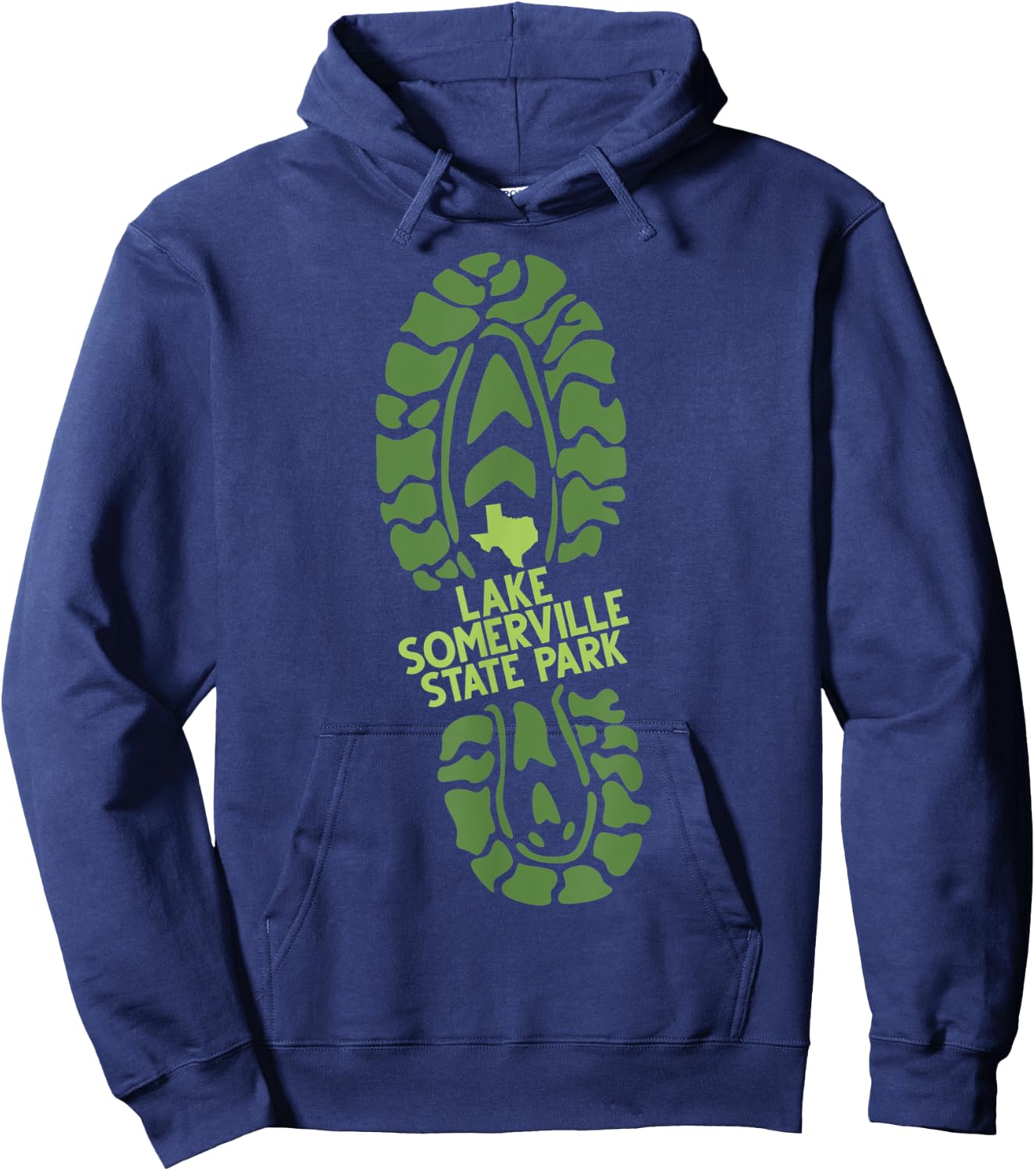 Lake Somerville State Park Texas TX Hiking Boot Print Hoodie - Hoodie | Navy