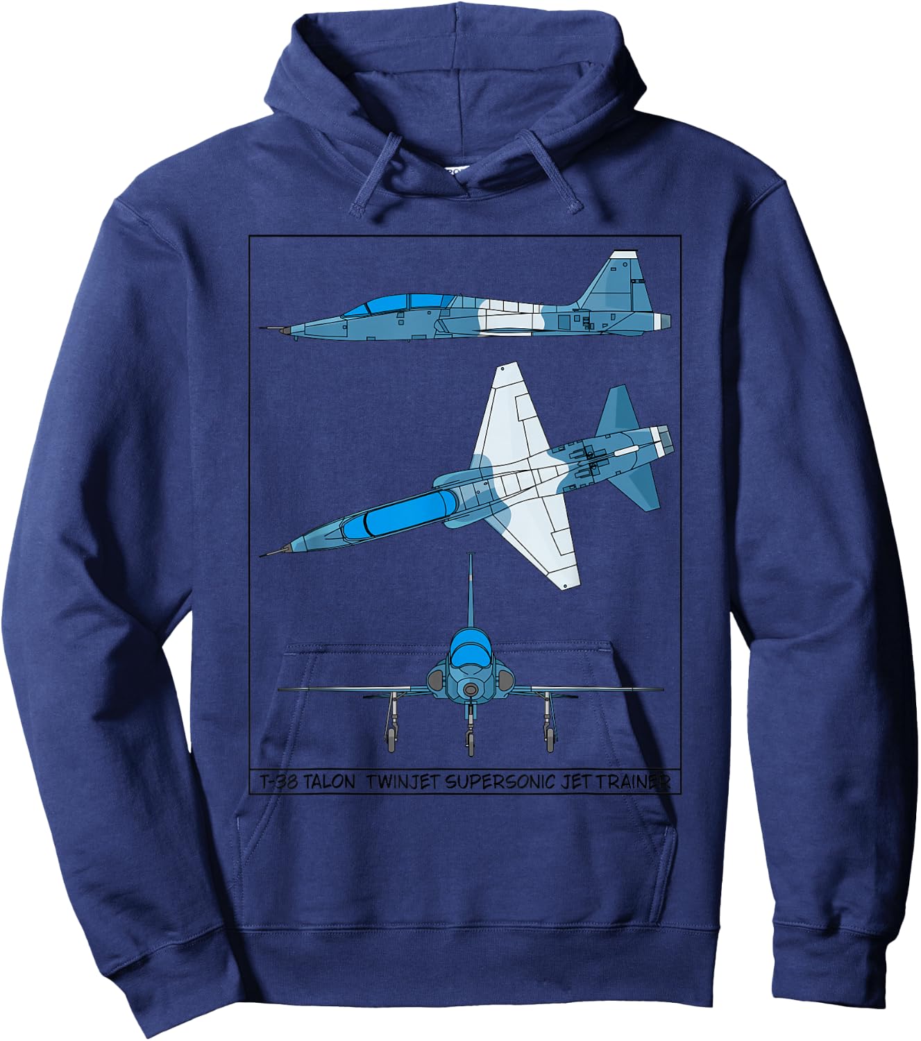 T-38 Talon American Jet Trainer Aircraft Diagram Hoodie - Hoodie | Navy