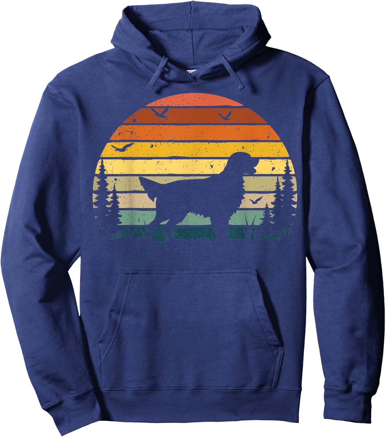 Flat-coated Retriever Dog Retro Vintage Men Women Hoodie - Hoodie | Navy