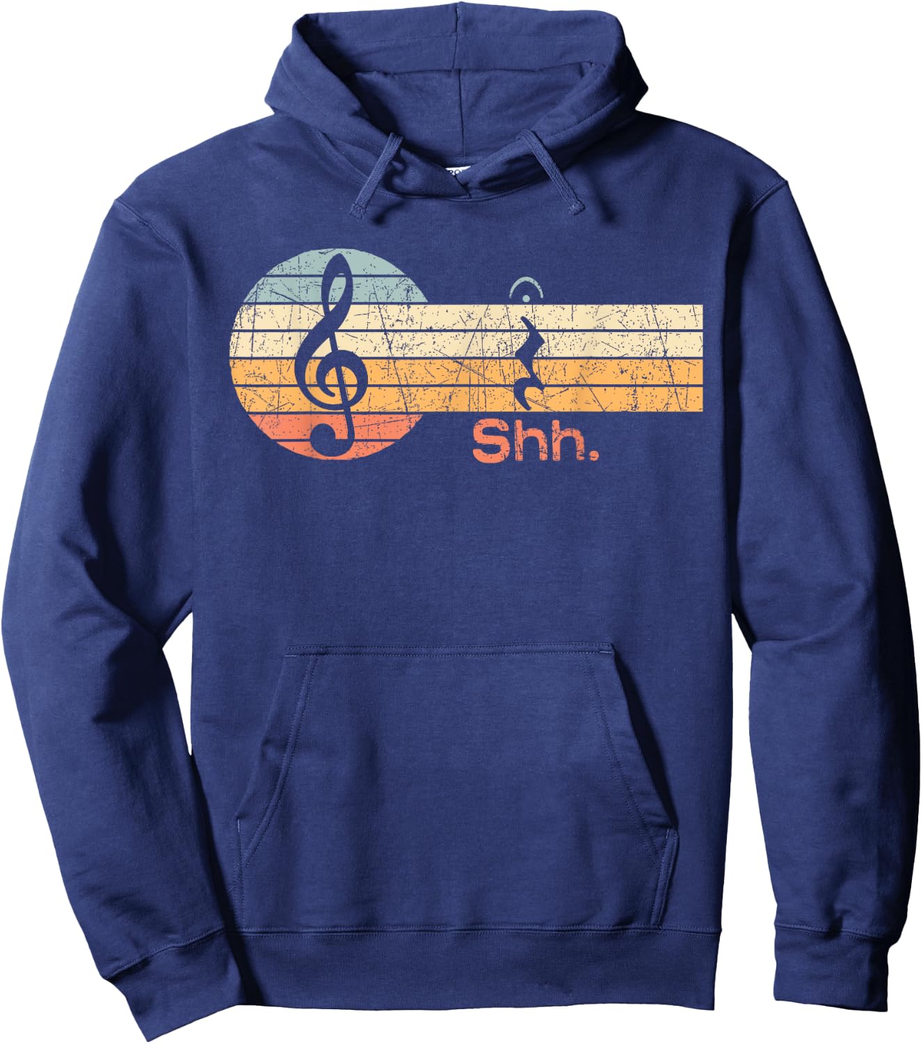 Funny Music Shh Quarter Rest and Fermata Notation Musician Hoodie - Hoodie | Navy