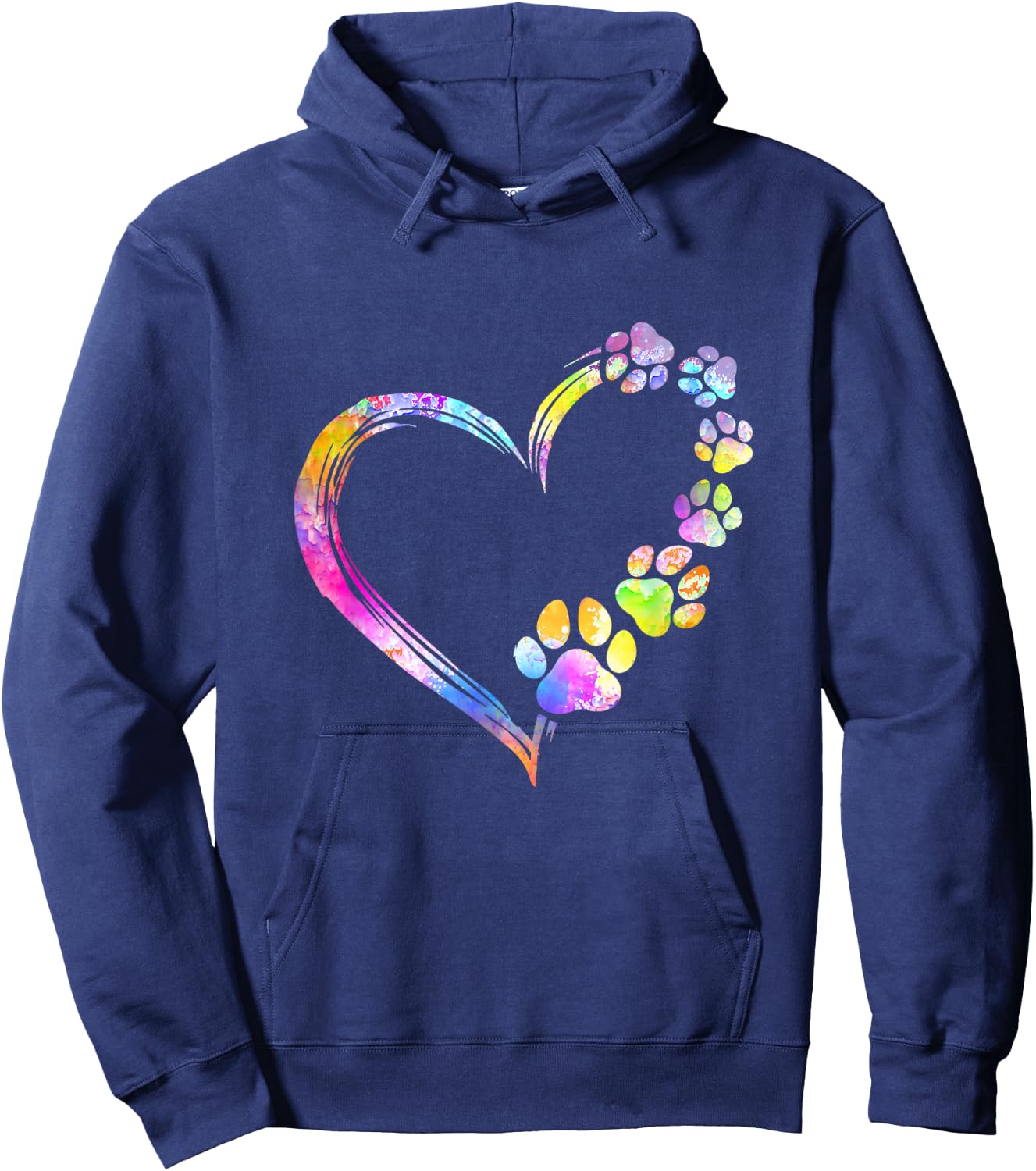 Dog Mom Dad Puppy Love Dogs Paw Print Heart Tie Dye Design Men Women Hoodie - Hoodie | Navy