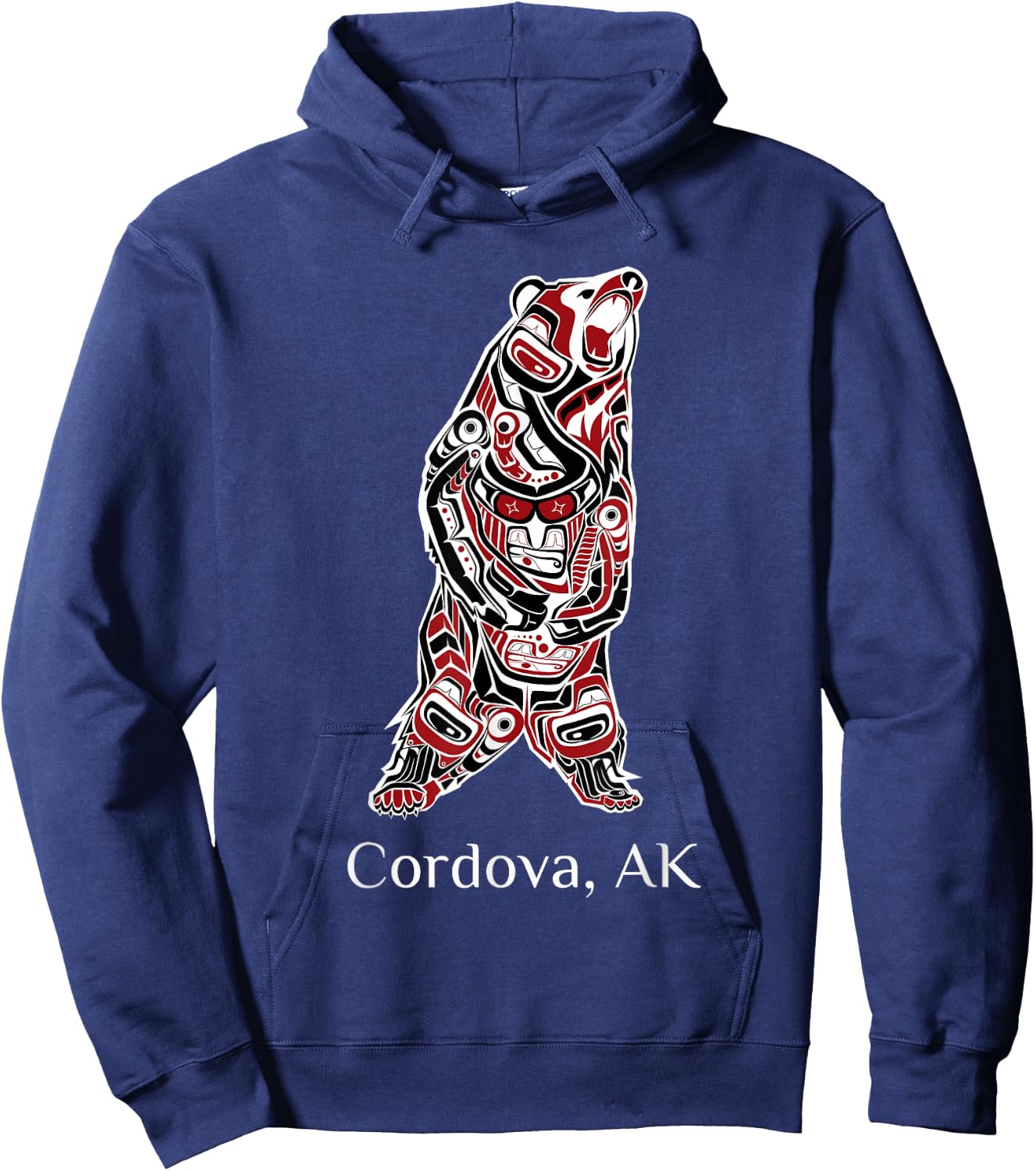 Cordova, Alaska Native American Indian Grizzly Brown Bear Hoodie - Hoodie | Navy