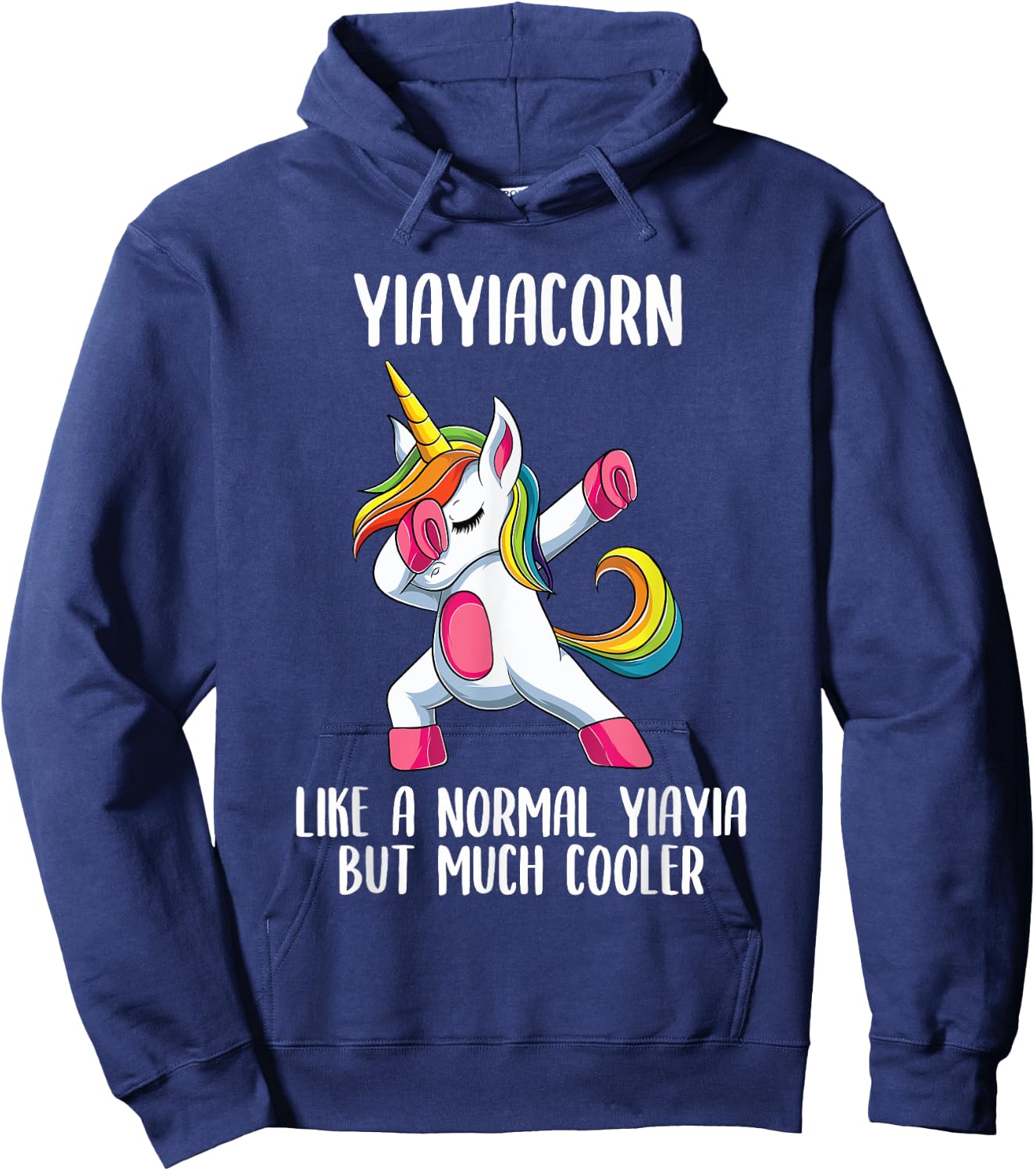 Unicorn Yiayia Girl Birthday Party Apparel Greek YiayiaCorn Hoodie - Hoodie | Navy