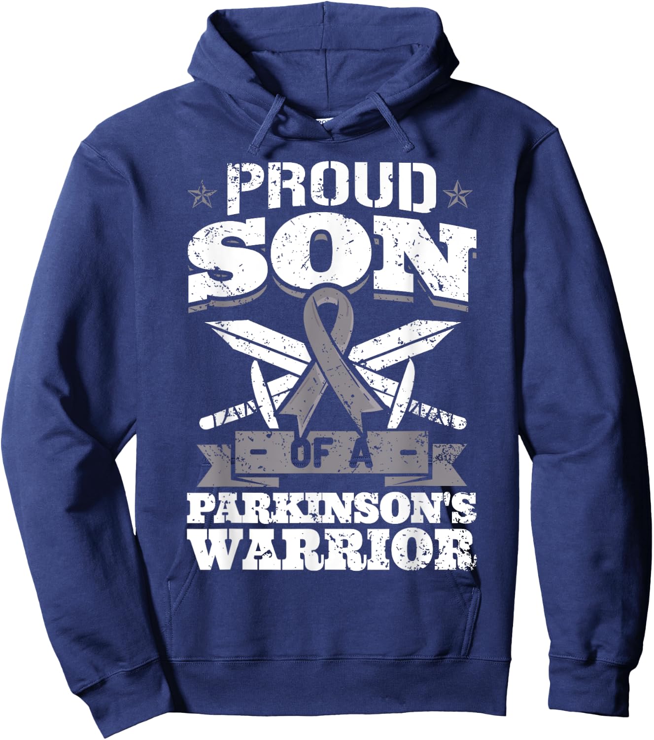 Proud Son Of A Parkinson's Warrior PD Awareness Ribbon Hoodie - Hoodie | Navy