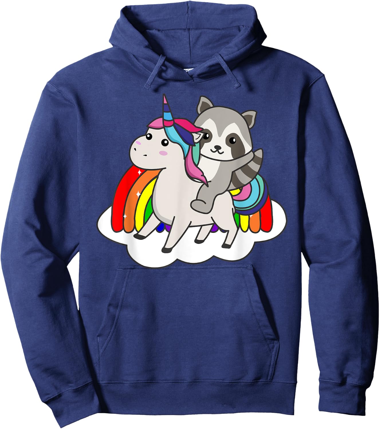 Raccoon On Unicorn Rainbow Animals Sweet Unicorns Hoodie - Hoodie | Navy