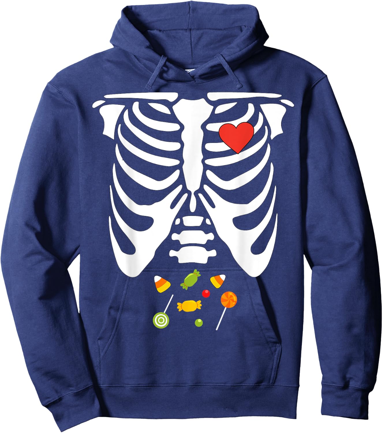 Skeleton Rib Cage Halloween Candy Costume Kids Toddler Funny Hoodie - Hoodie | Navy