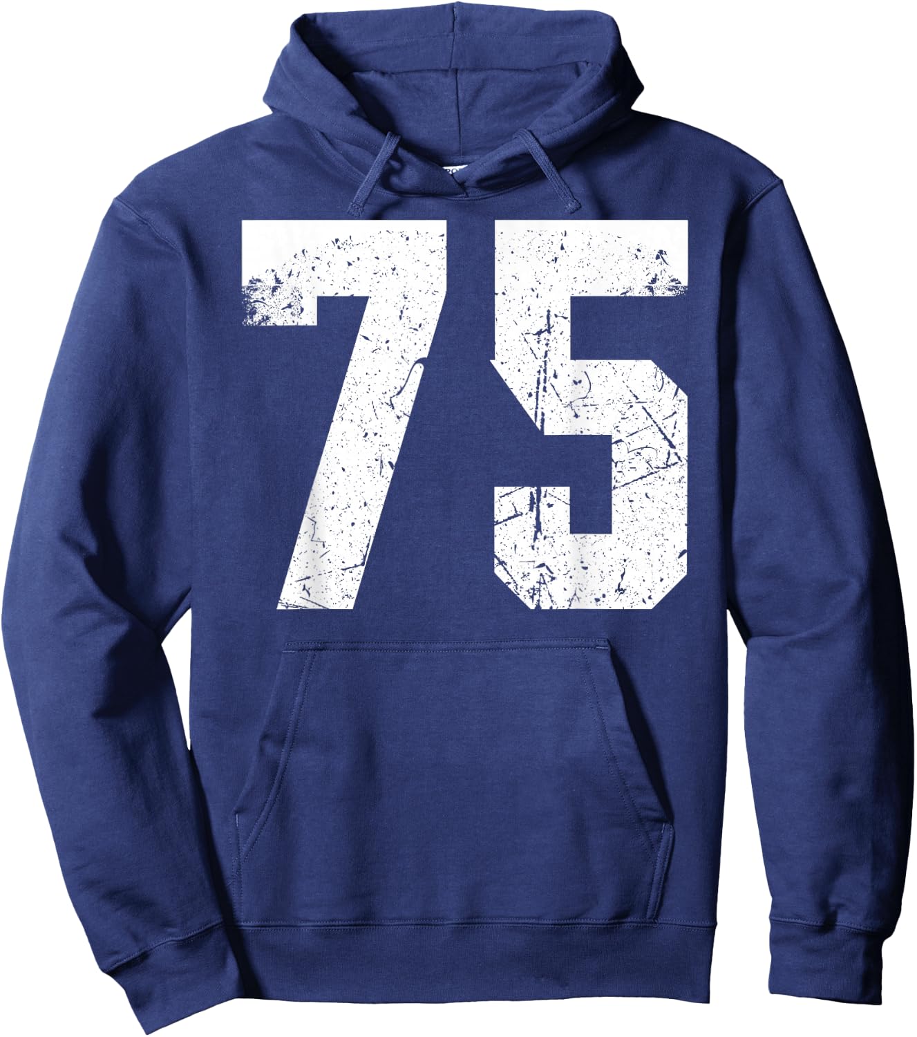 Vintage Number 75 White Plain Number Hoodie - Hoodie | Navy