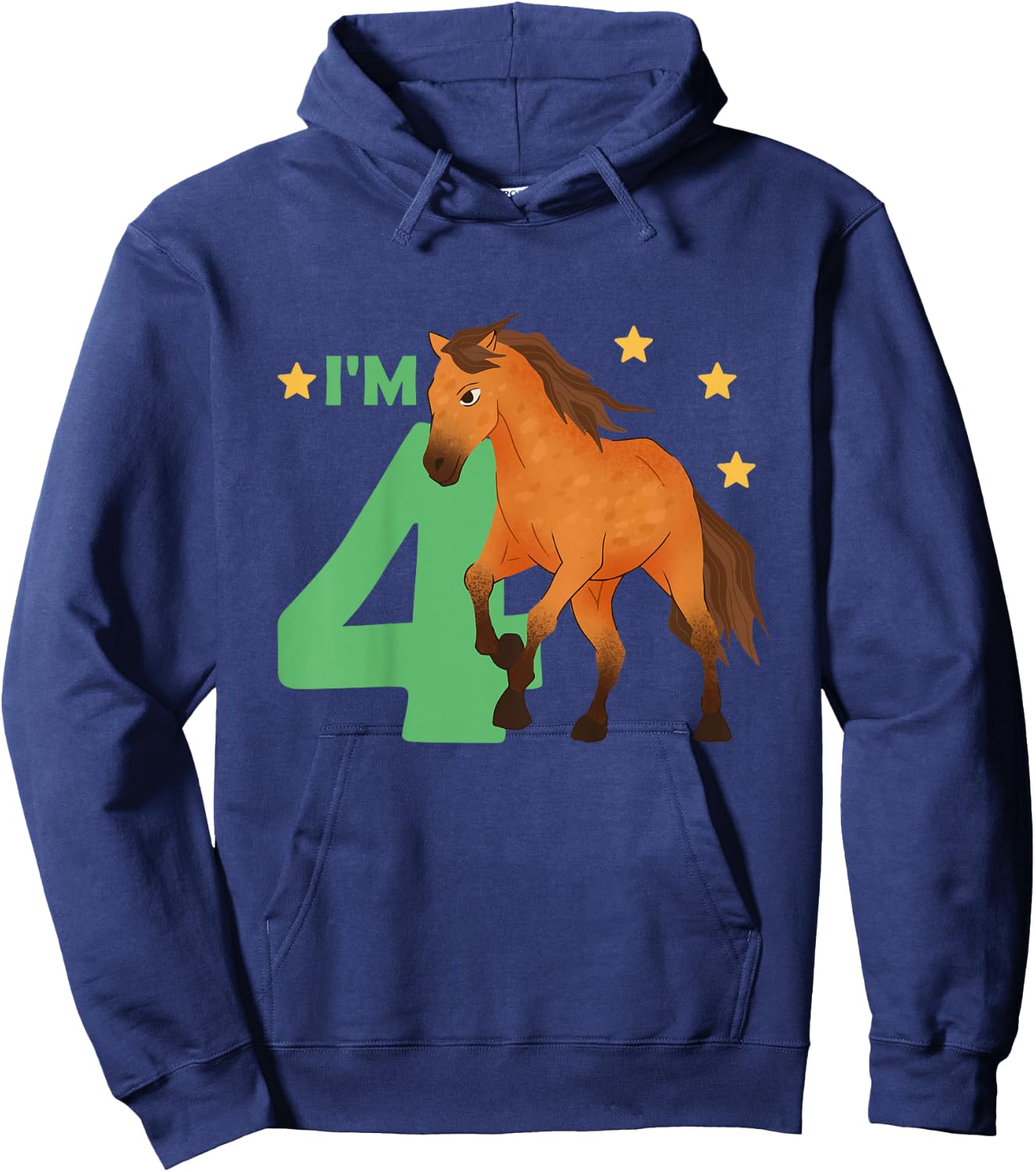 Children 4th Birthday Horse Four Years Old Female Rider Hoodie - Hoodie | Navy