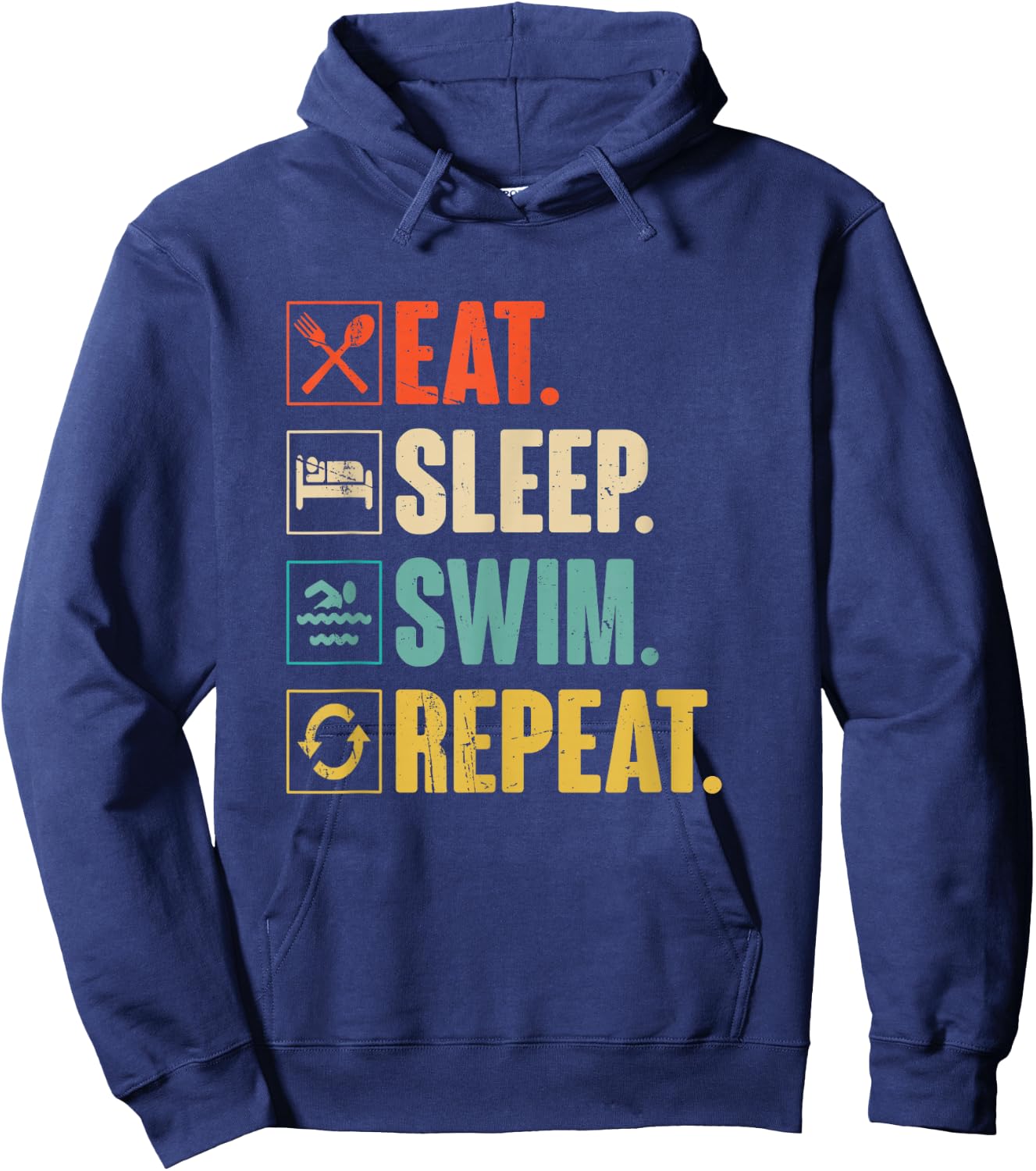 Eat Sleep Swim Repeat Swimming Swimmer Gift Hoodie - Hoodie | Navy