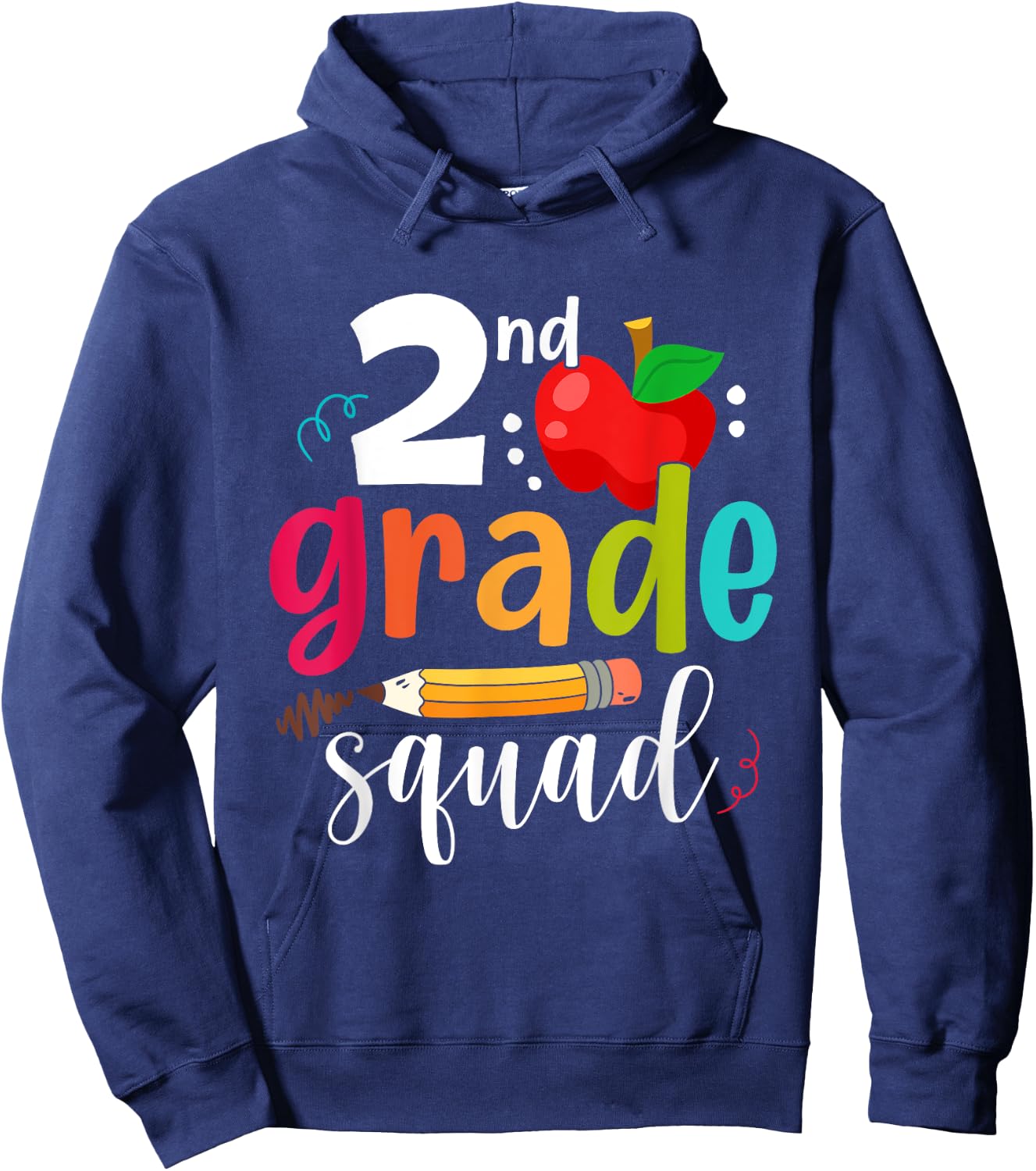 Second Grade Squad Funny Back To School 2nd Graders Teachers Hoodie - Hoodie | Navy