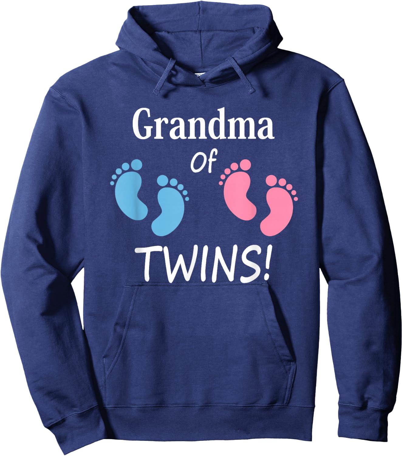 Grandma of Boy and Girl Twins Footprint Design Grandmother Hoodie - Hoodie | Navy