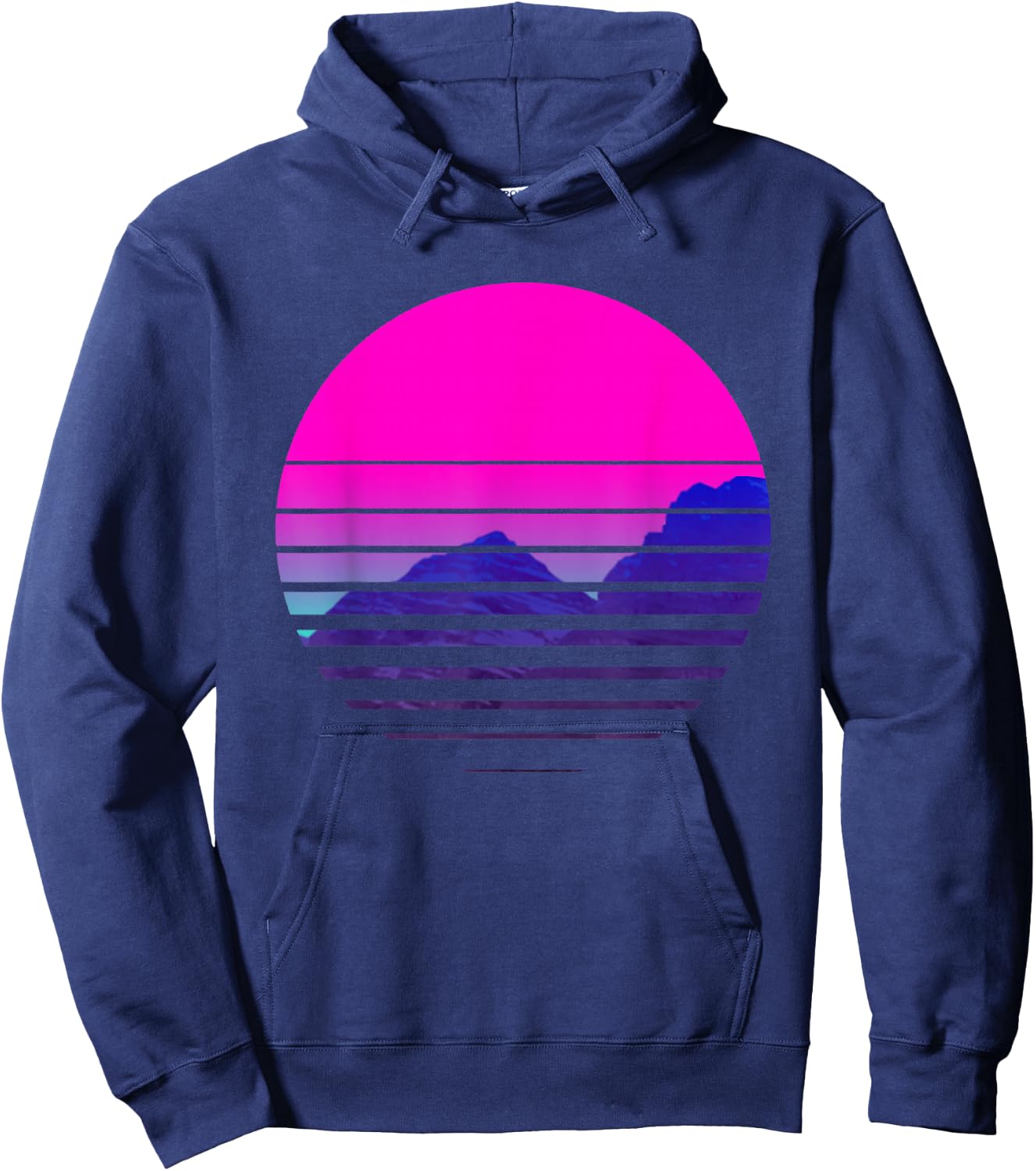 Vaporwave Aesthetic Sundownsunrise Mountains Scenary Hoodie - Hoodie | Navy