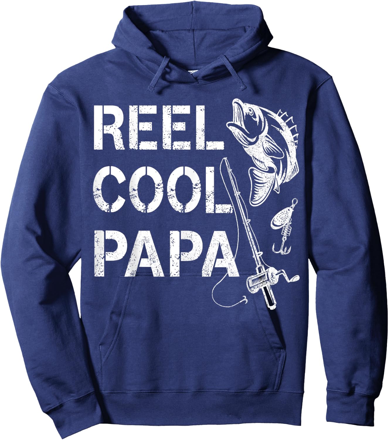 Reel Cool Papa Fishing Dad Gifts Father's Day Fisherman Fish Hoodie - Hoodie | Navy