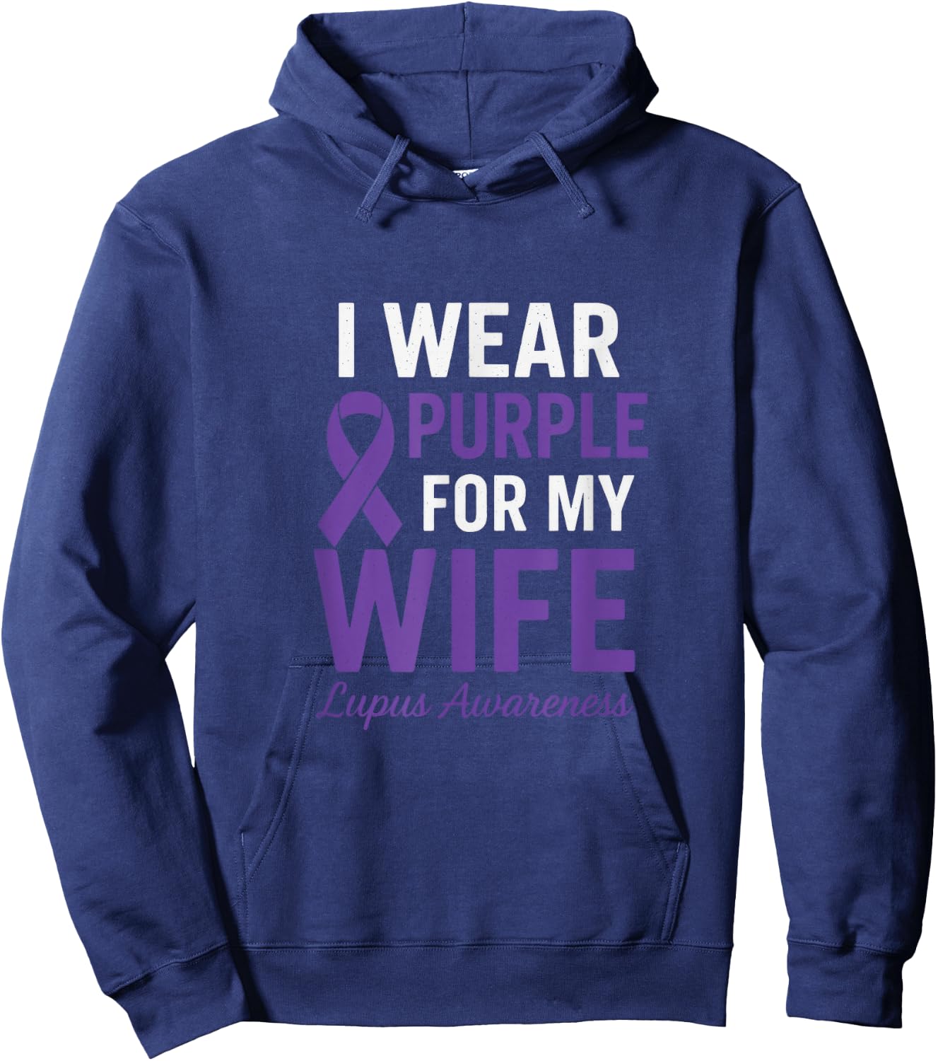 I Wear Purple for My Wife - Lupus Warriors Ribbon Hoodie - Hoodie | Navy