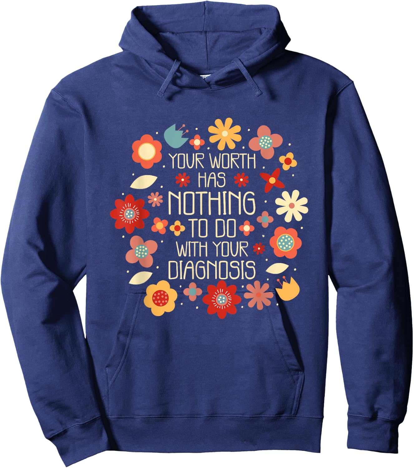 Your Worth Has Nothing To Do With Your Diagnosis, Brain Hoodie - Hoodie | Navy