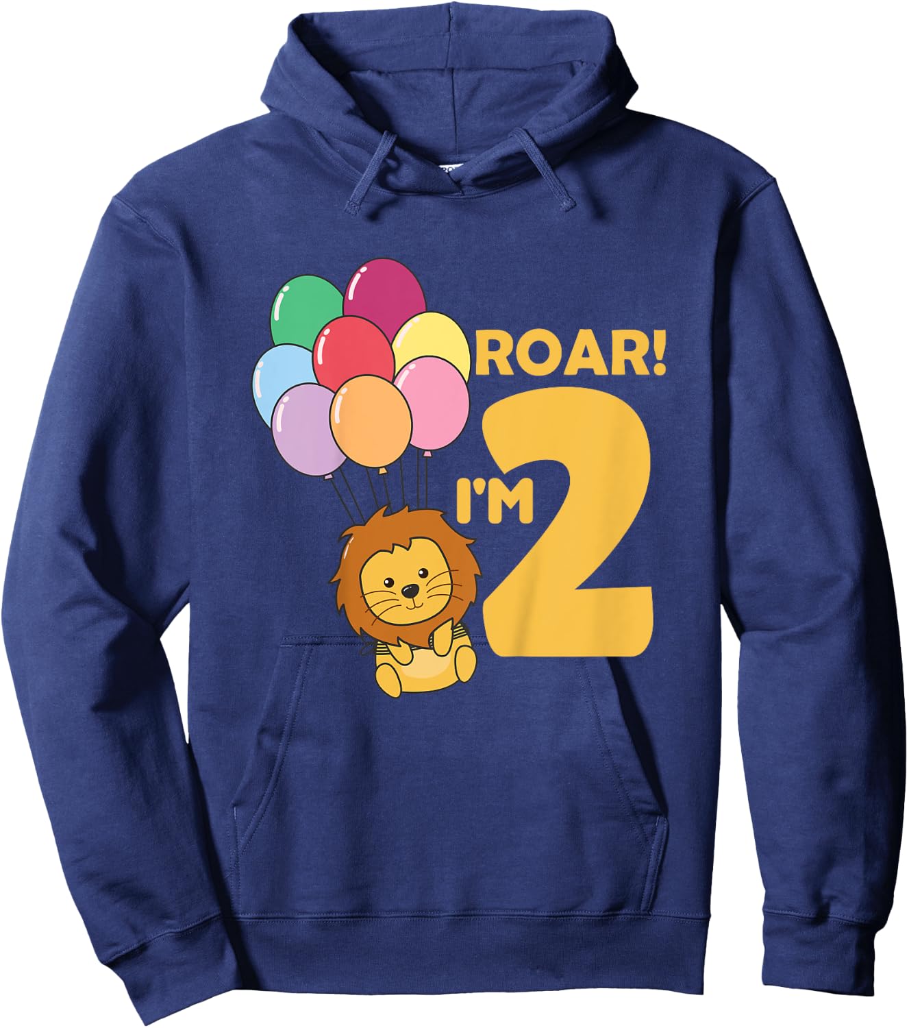 Kids Children 2nd Birthday Lion 2 Years Old Boy Lion Animal King Hoodie - Hoodie | Navy