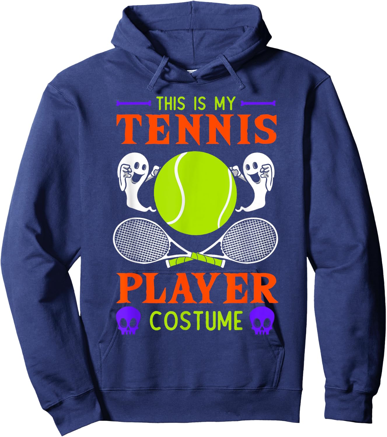 Halloween Tennis Player Sport Spooky Ghost Costume Hoodie - Hoodie | Navy
