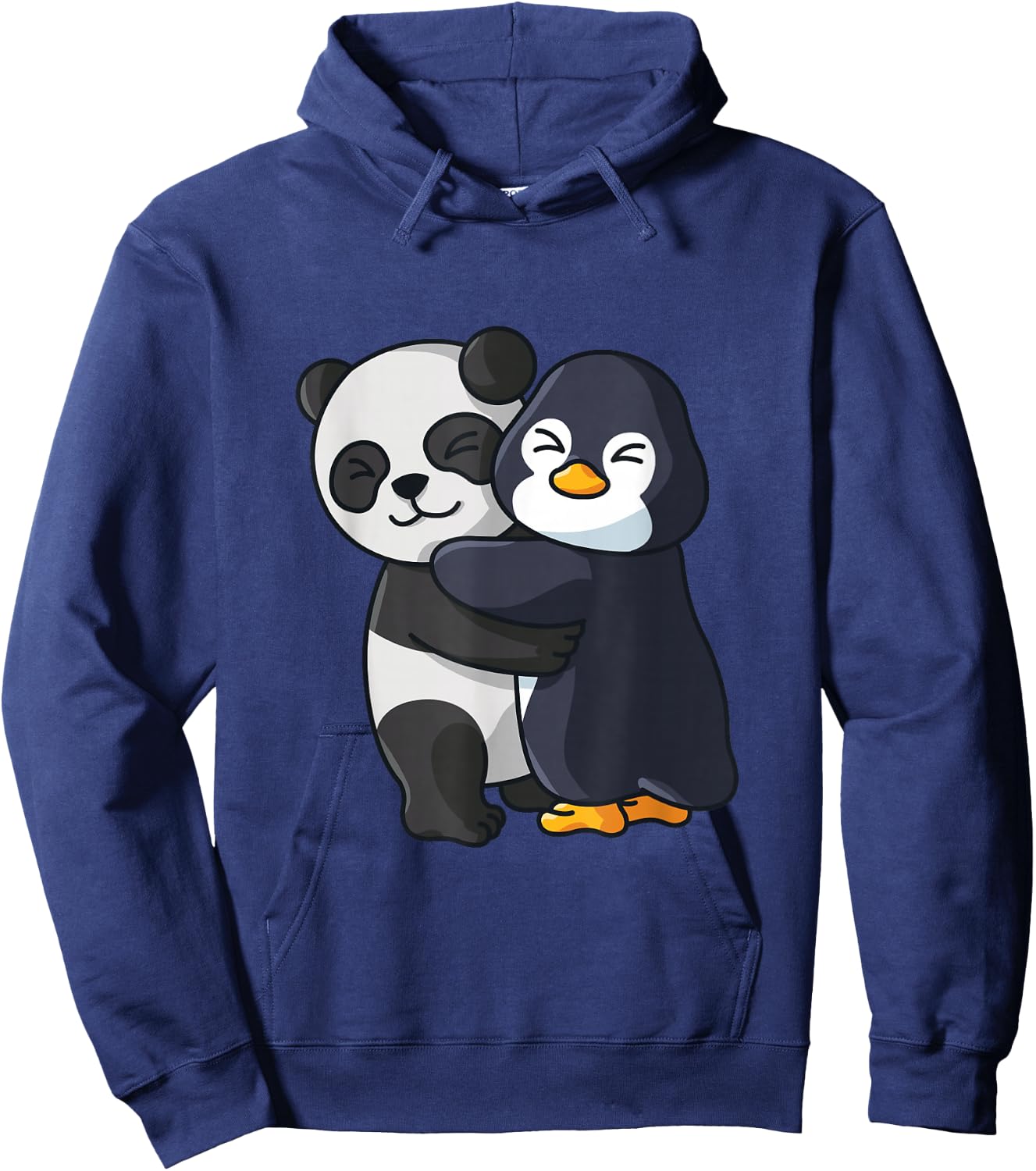 Panda and Penguin Cute Animal Lover Hugging Women Girls Hoodie - Hoodie | Navy
