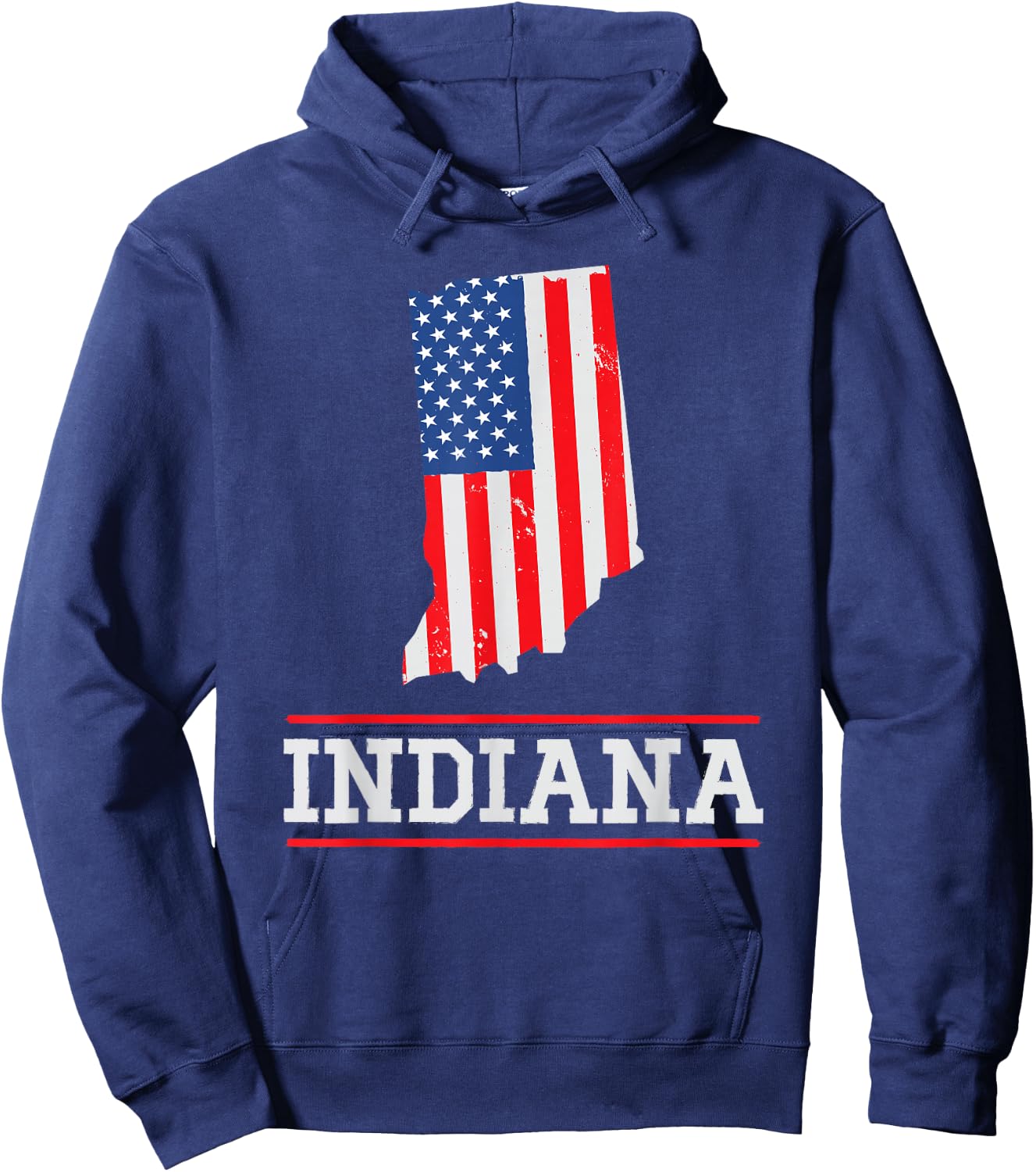 Indiana US Flag - US State Silhouette Indiana Souvenir Hoodie - Hoodie | Navy