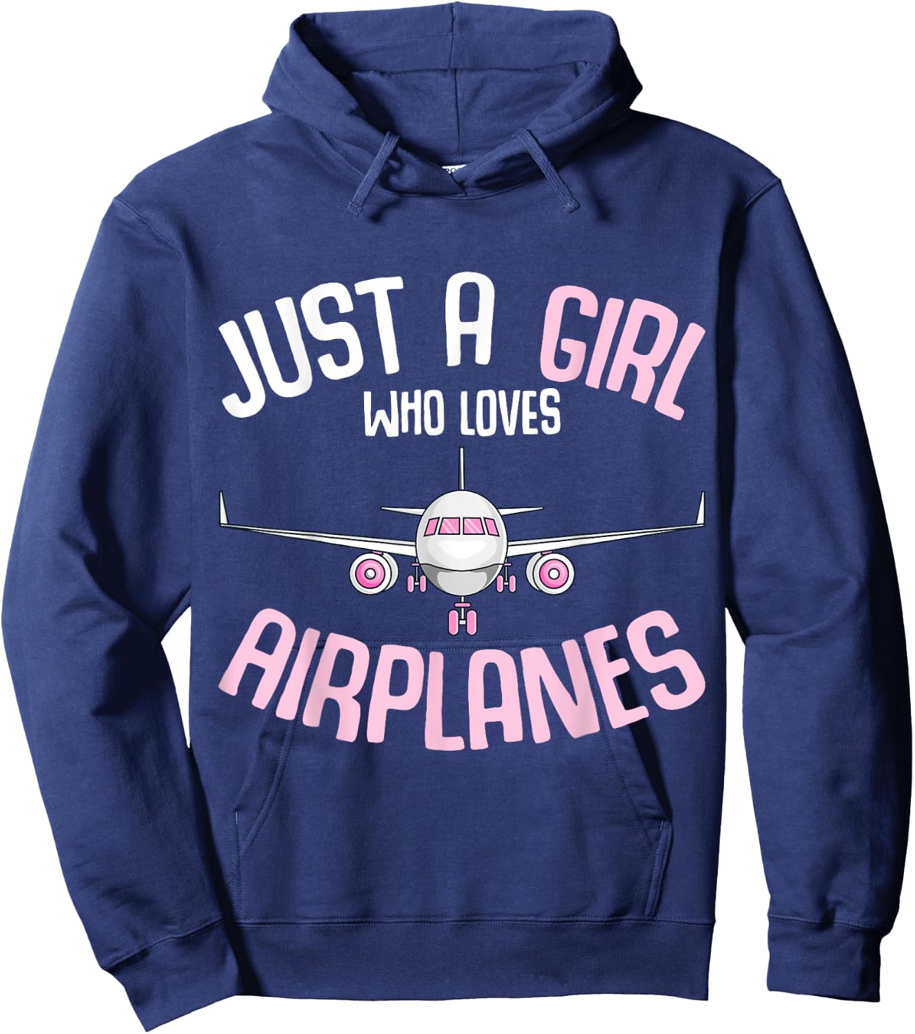 Just a Girl who Loves Airplanes Plane Pilot Girls Kids Hoodie - Hoodie | Navy