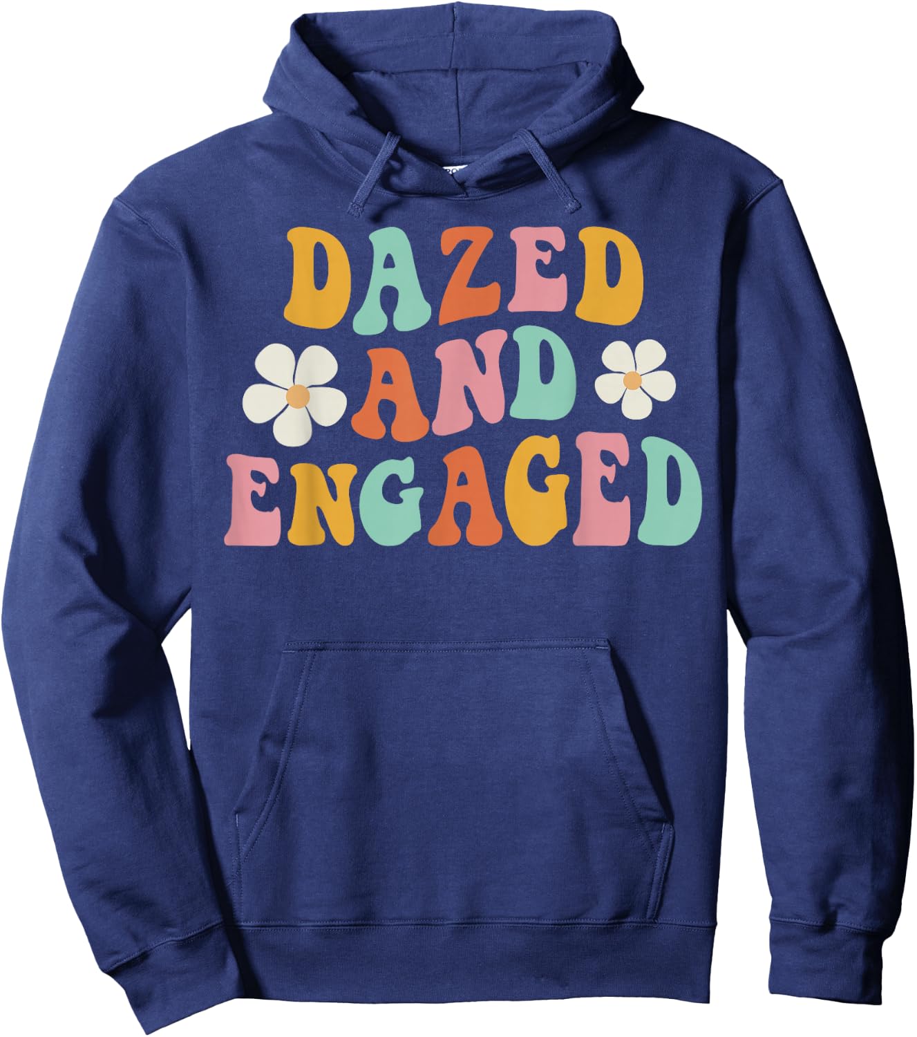 Dazed And Engaged Flowers Groovy Bachelorette Party Hoodie - Hoodie | Navy