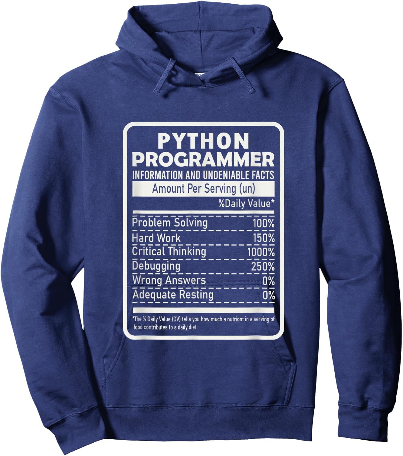 Funny Python Programmer Nutritional Facts Python Programming Hoodie - Hoodie | Navy