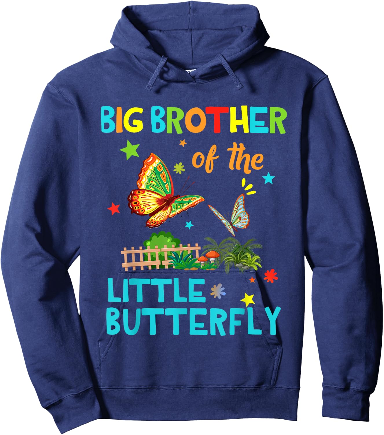Big Brother Of Little Butterfly Shirts Birthday Matching Hoodie - Hoodie | Navy