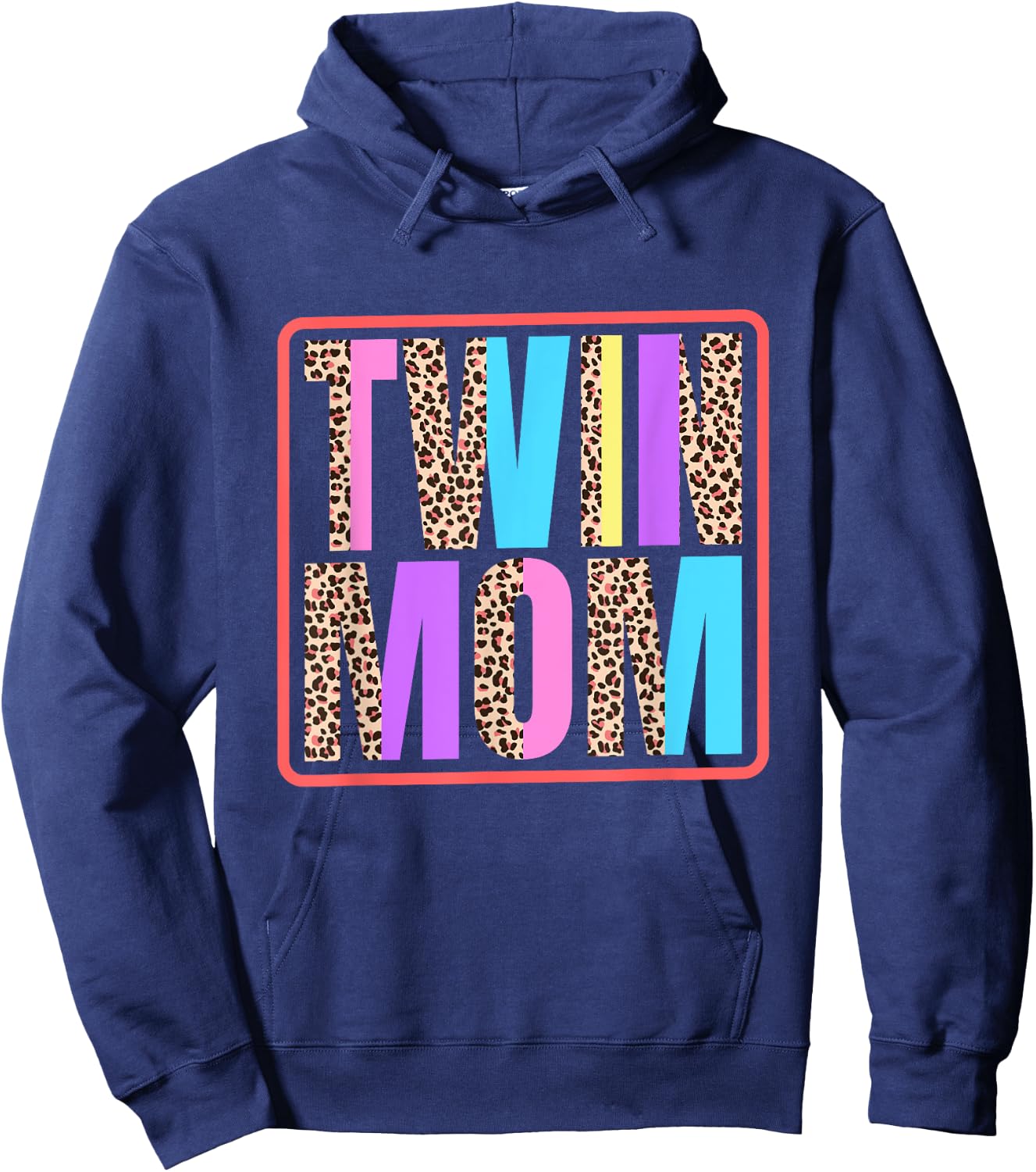 Twin Mom, Mother of Twins Leopard Print and Twins mom Hoodie - Hoodie | Navy