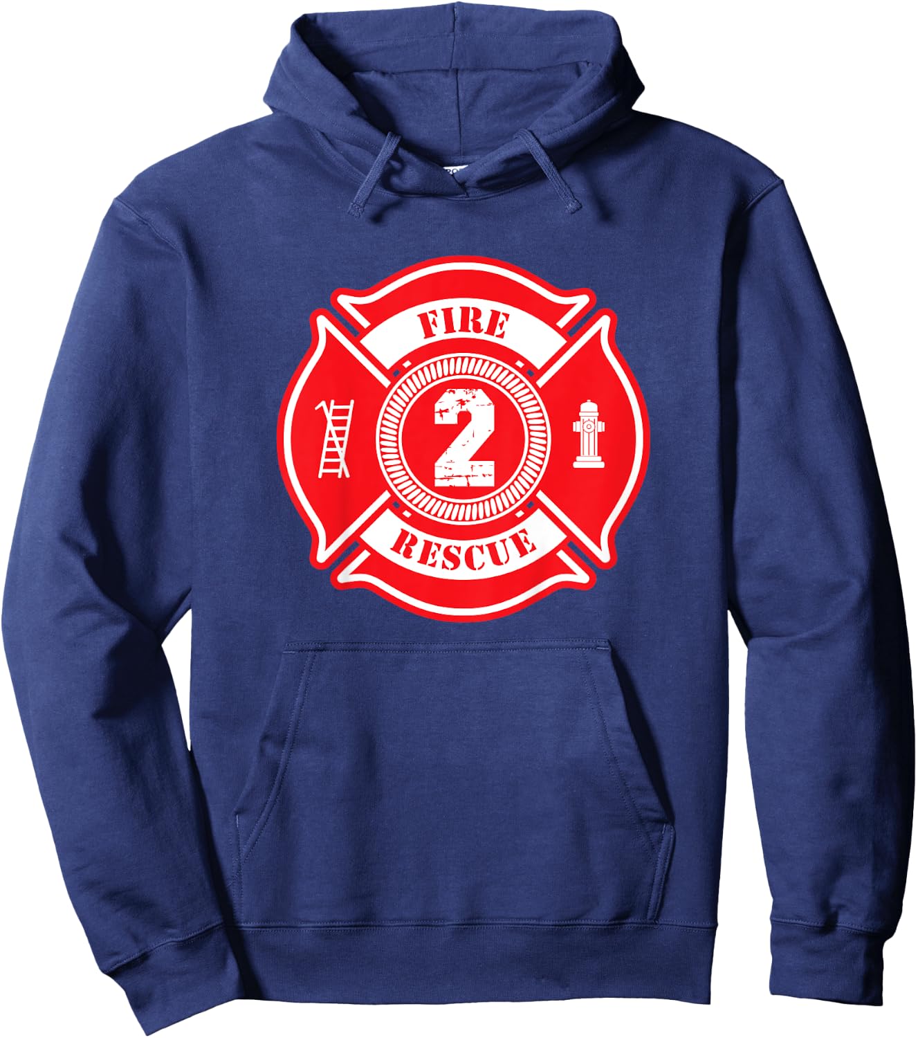 Kids 2nd Birthday Party Fireman Boy Two Year Old Firefighter Hoodie - Hoodie | Navy