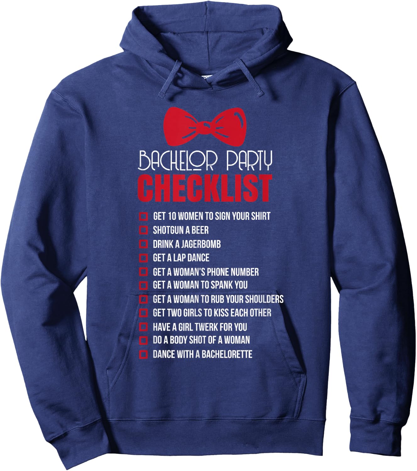 Funny Bachelor Party Checklist Groom Quote & Meme Gift Hoodie - Hoodie | Navy