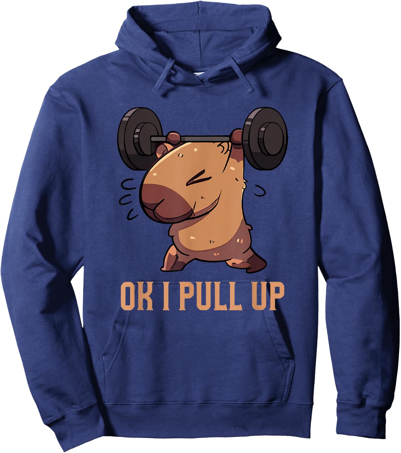 Retro Ok I Pull Up Gym Capybara Funny Hoodie - Hoodie | Navy
