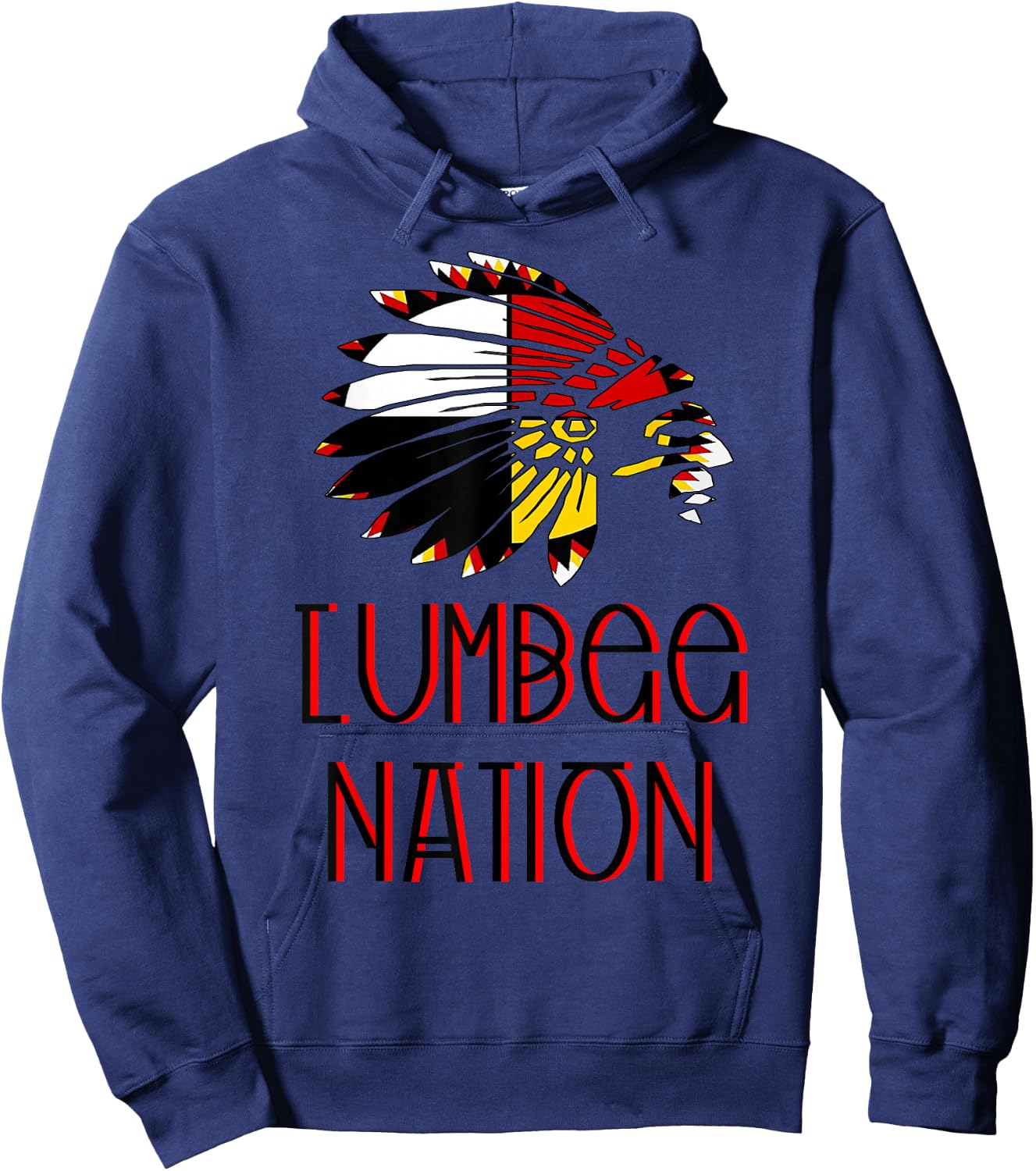 LUMBEE NATION FLAG | Indigenous | Native American Headdress Hoodie - Hoodie | Navy