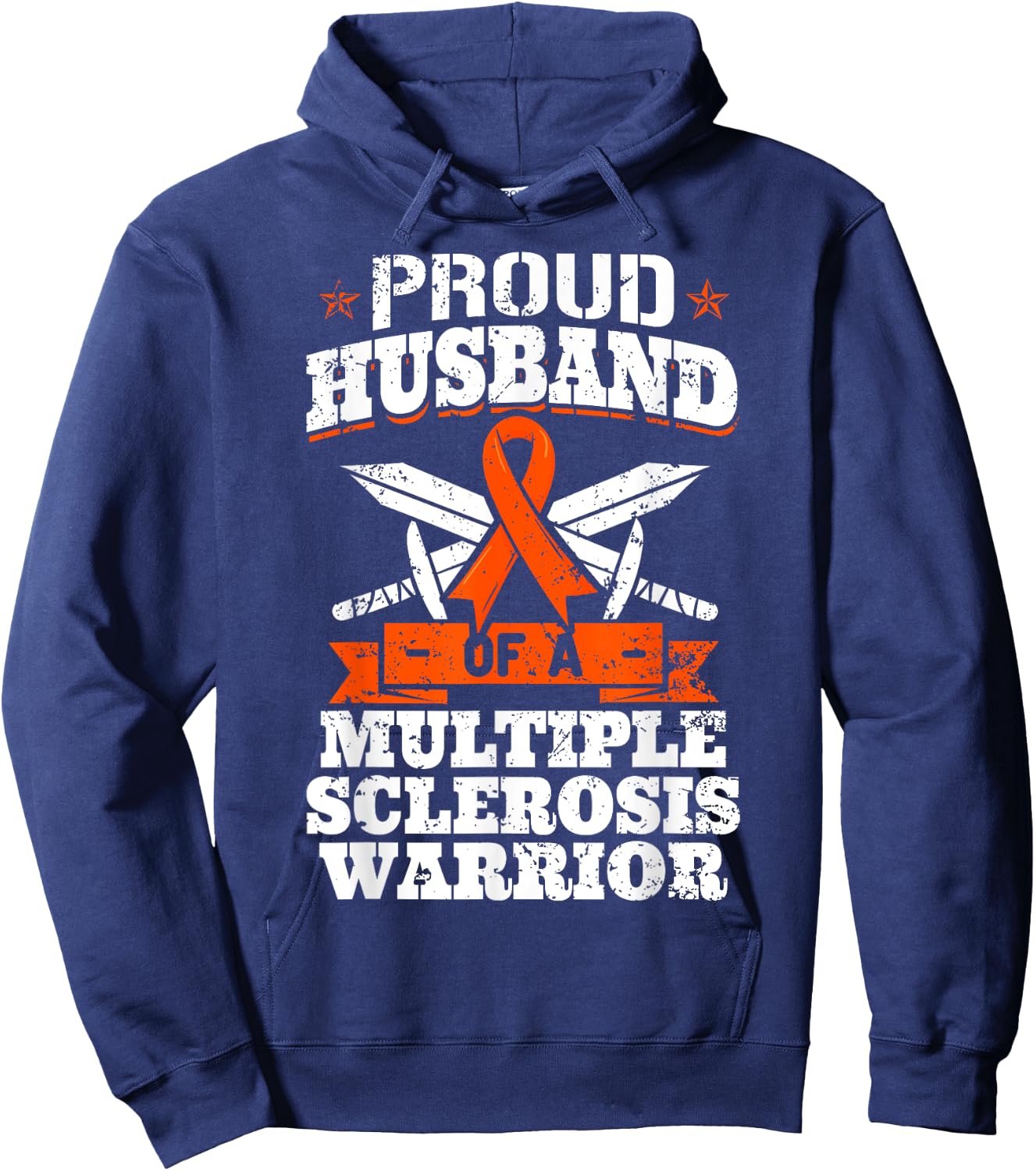 Proud Husband Of A Multiple Sclerosis Warrior MS Awareness Hoodie - Hoodie | Navy