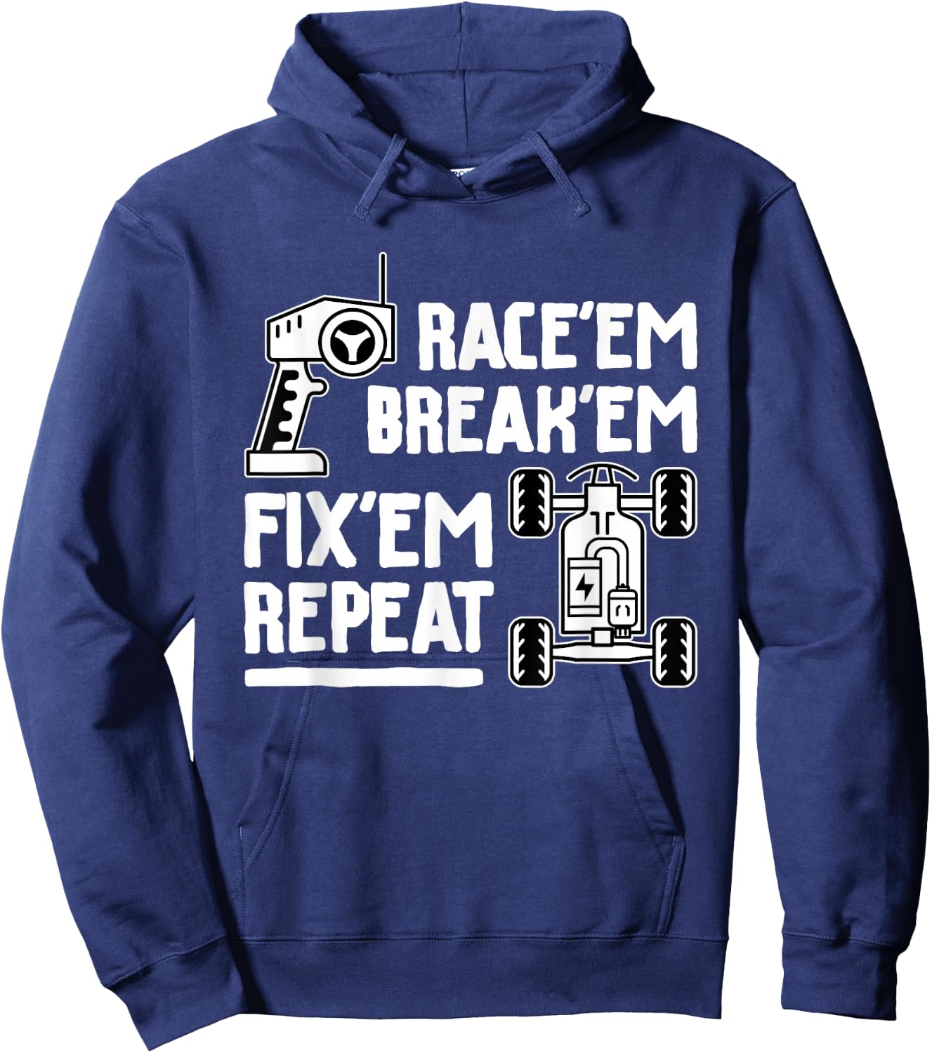 Race'em Break'em Fix'em Repeat - RC Car Racing Lover Hoodie - Hoodie | Navy