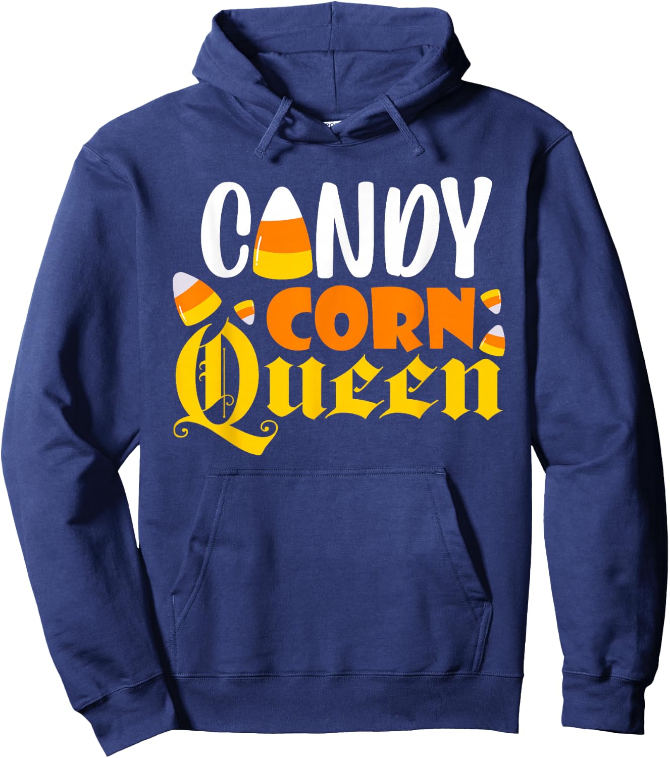 Candy Corn Queen Costume Halloween Cute Kawaii Crown Girls Hoodie - Hoodie | Navy