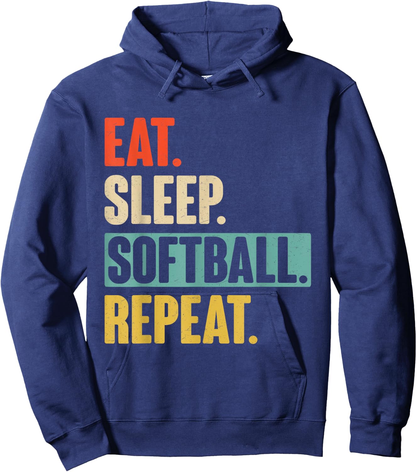 Eat Sleep Softball Repeat - Funny Retro Vintage Softball Hoodie - Hoodie | Navy