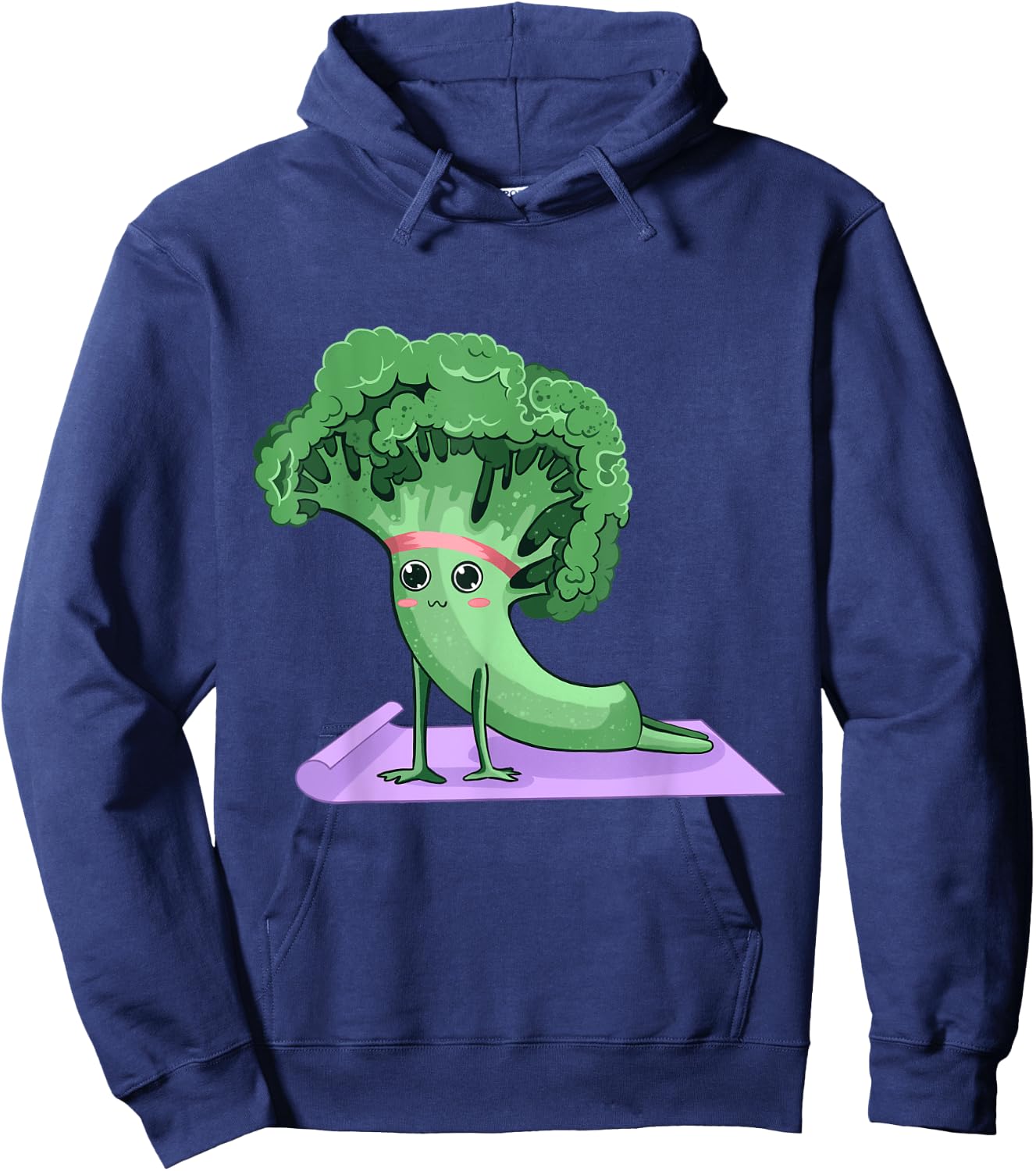 Cute Broccoli Yoga Pose Funny Yogi Broccoli Lover Hoodie - Hoodie | Navy